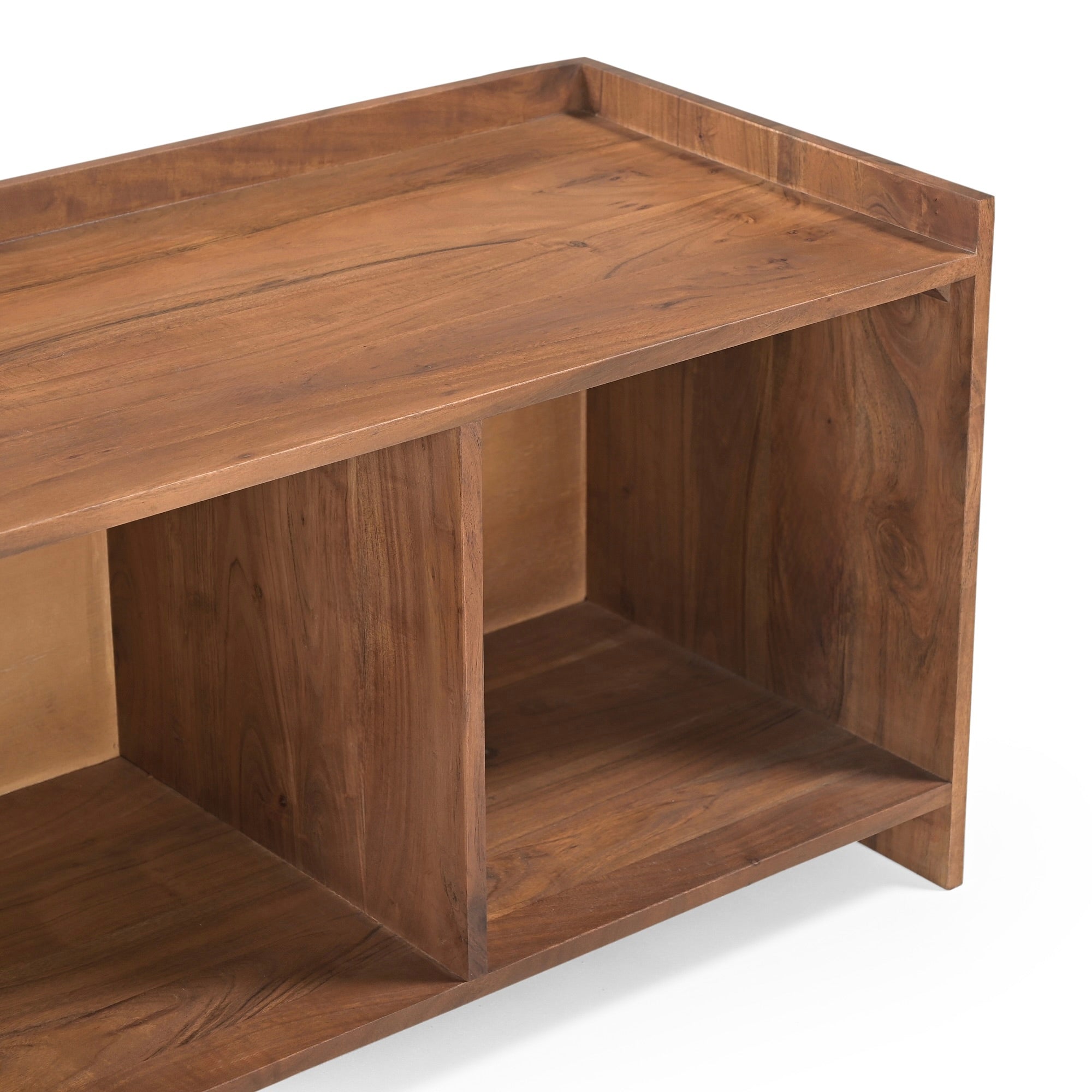 Groove Solid Acacia Wood Vinyl Storage Small TV Stand (120cm)