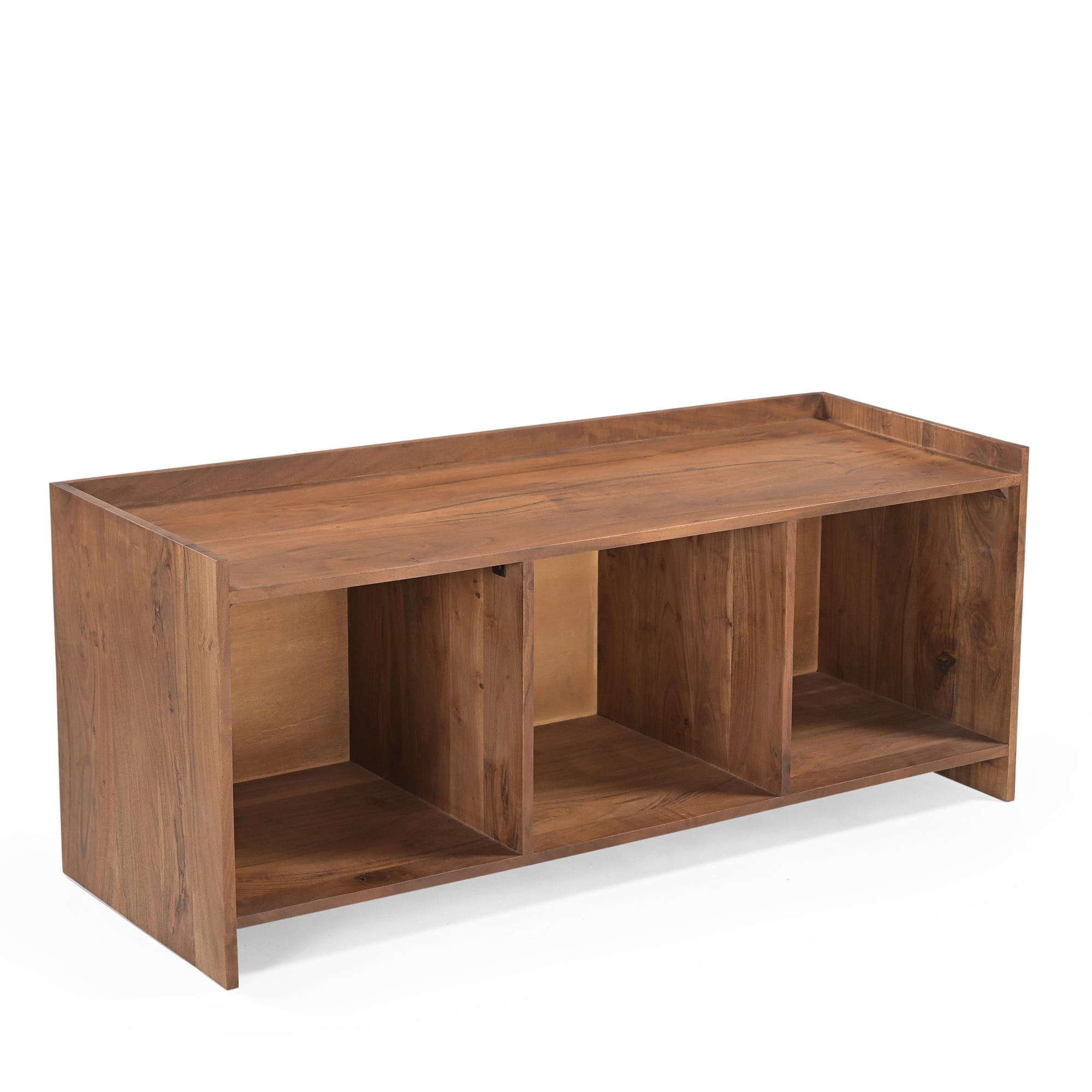 Groove Solid Acacia Wood Vinyl Storage Small TV Stand (120cm)
