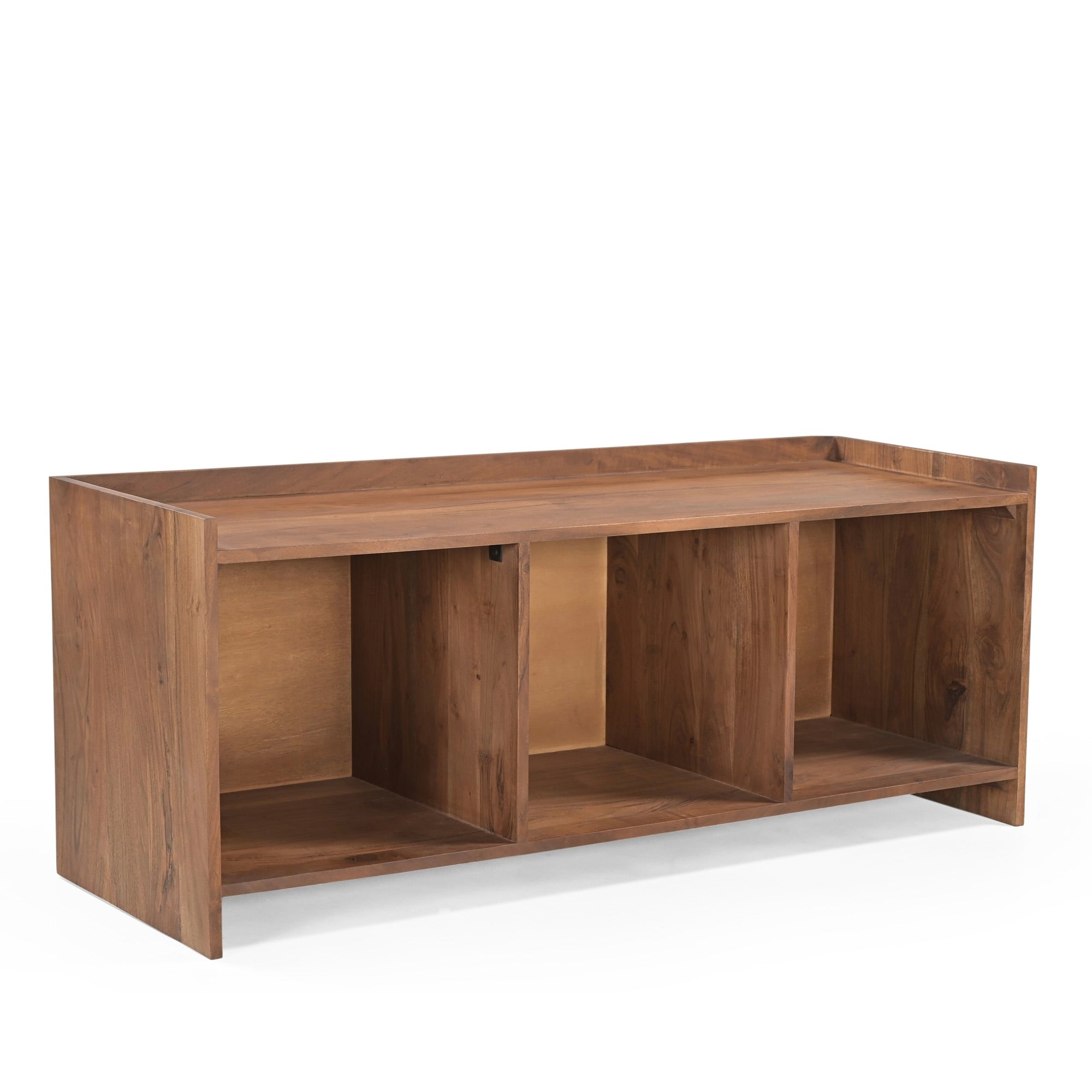 Groove Solid Acacia Wood Vinyl Storage Small TV Stand (120cm)