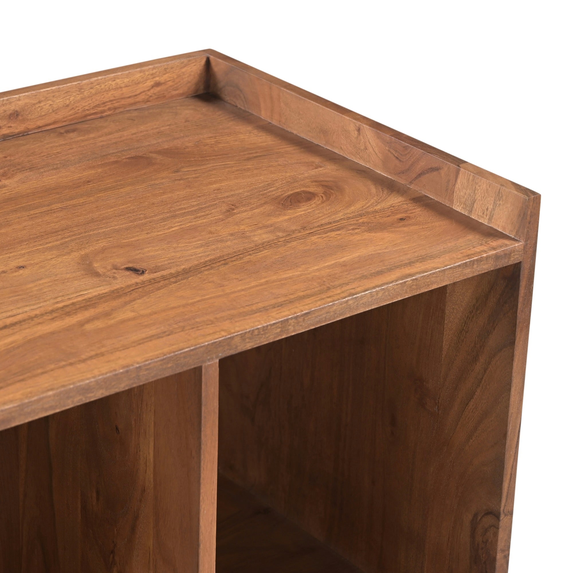 Groove Solid Acacia Wood Vinyl Storage Sideboard (90cm)