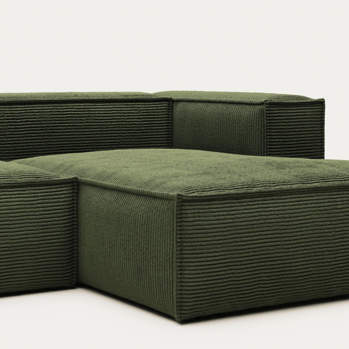Lund 4 Seater Sofa with Right Side Chaise - Green Corduroy