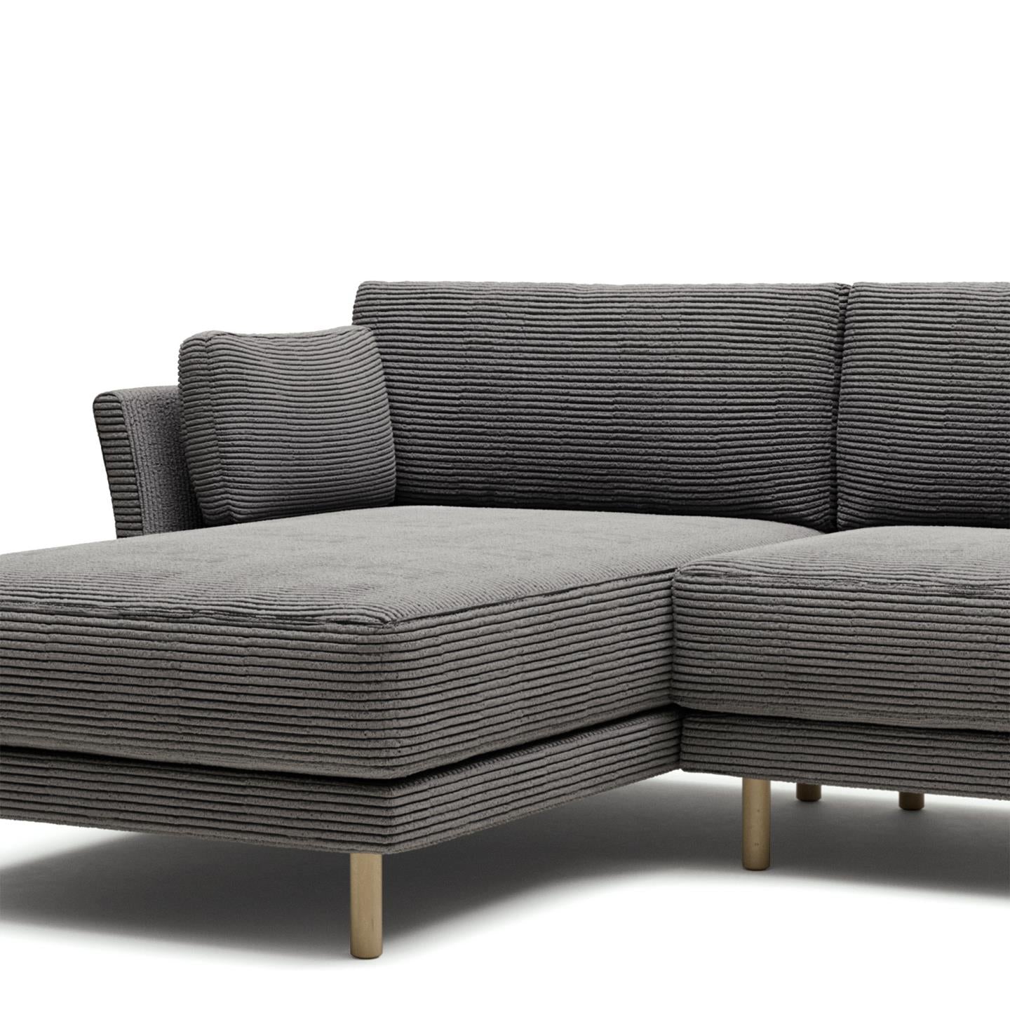 Sofia 3 Seater Sofa with Left/Right Side Chaise - Grey Corduroy