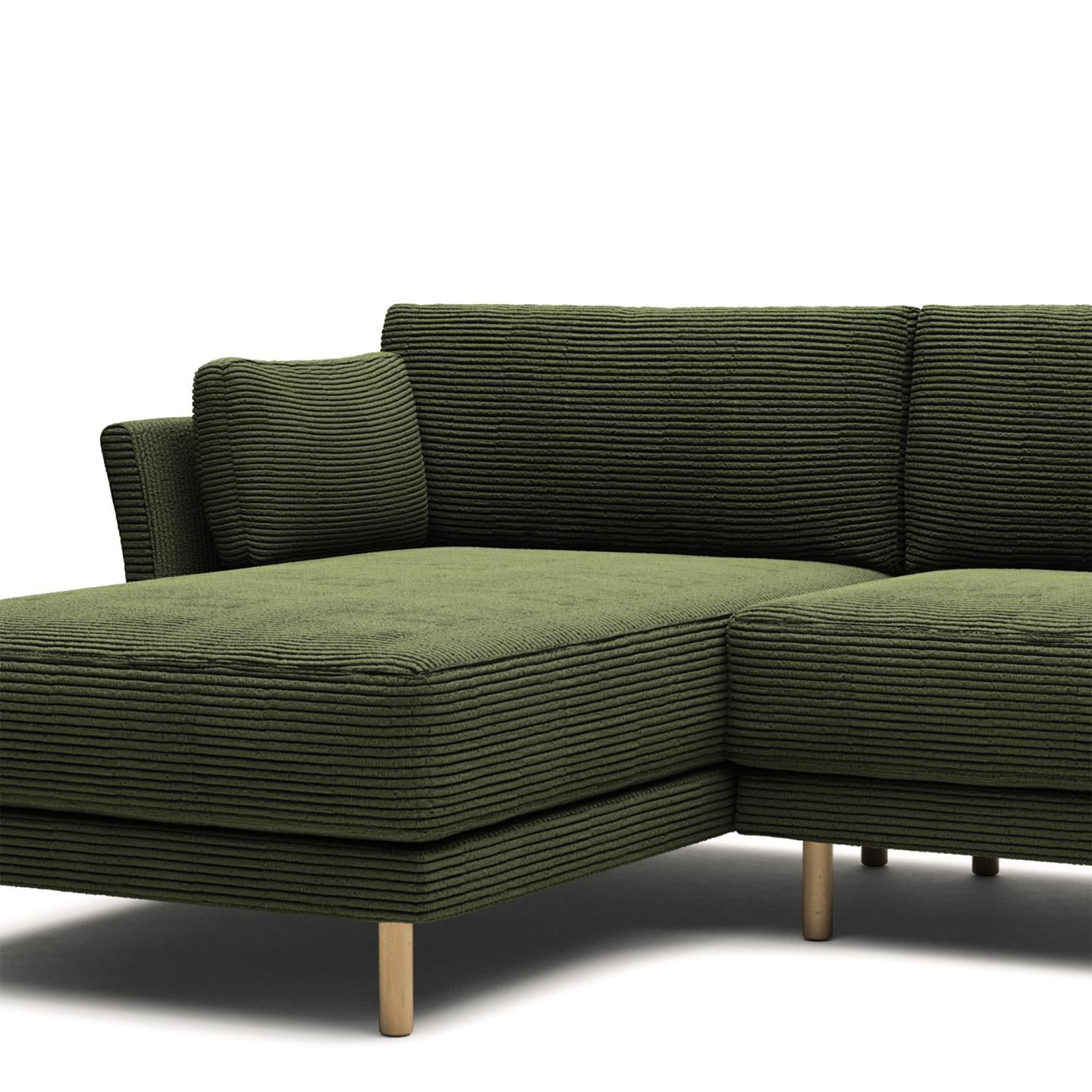 Sofia 3 Seater Sofa with Left/Right Side Chaise - Green Corduroy