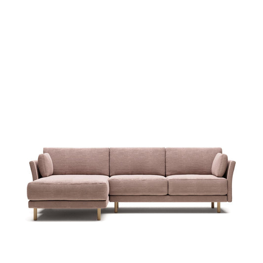 Sofia 3 Seater Sofa with Left/Right Side Chaise - Pink Corduroy