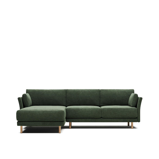 Sofia 3 Seater Sofa with Left/Right Side Chaise - Green