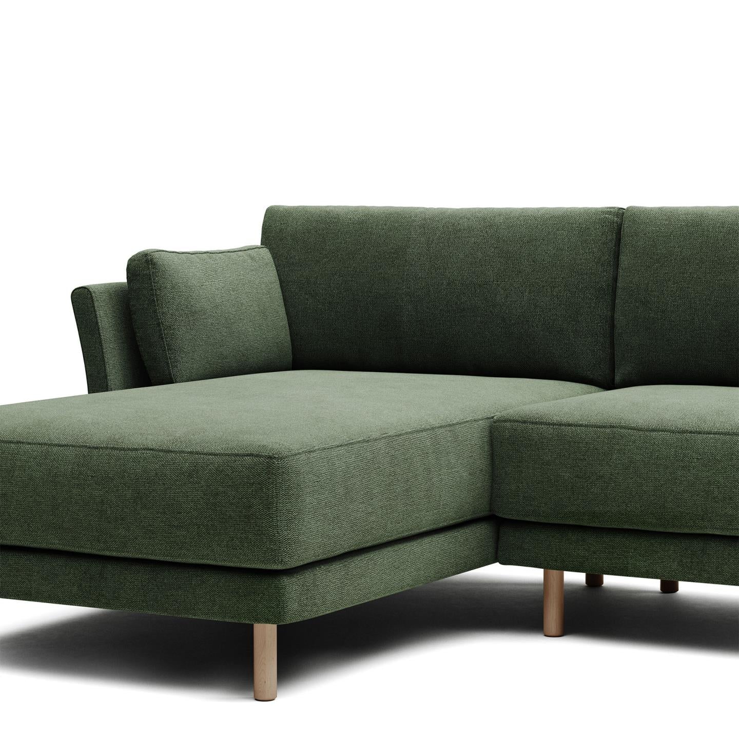 Sofia 3 Seater Sofa with Left/Right Side Chaise - Green
