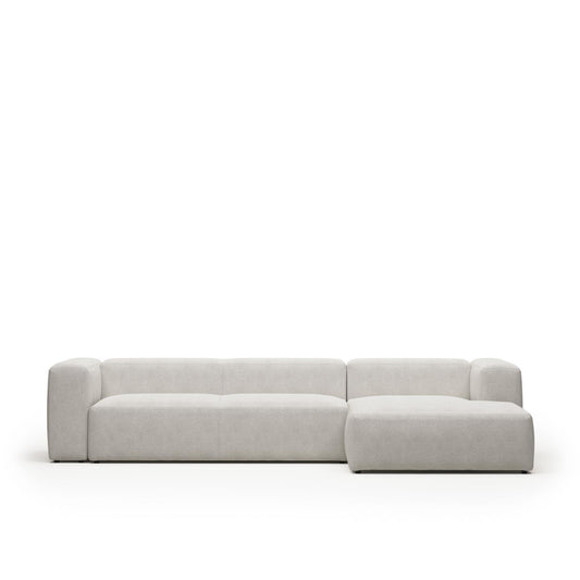 Lund 4 Seater Sofa with Right Side Chaise - White Fleece
