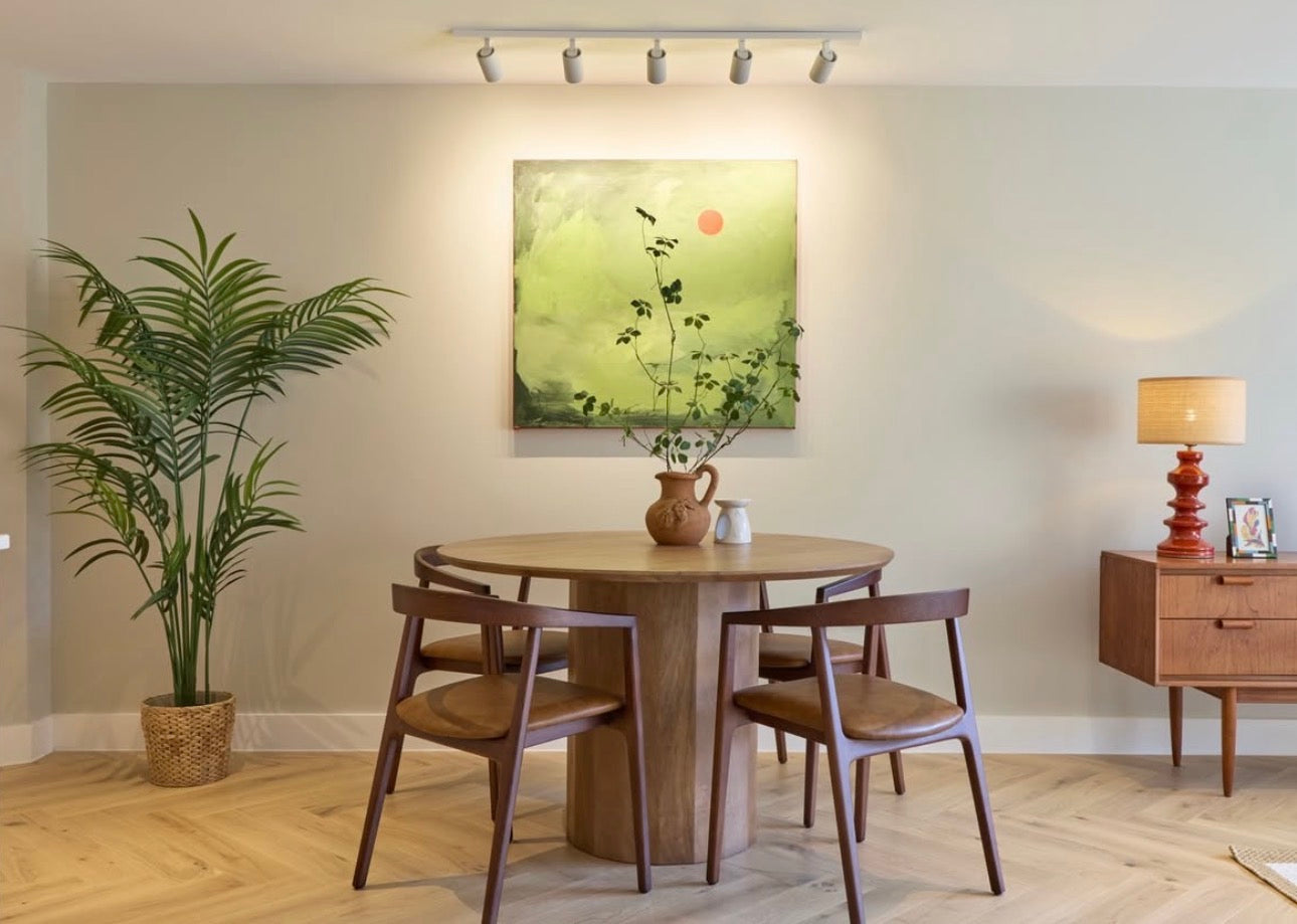 Flora Round Solid Mango Wood Dining Table in Hazel (2 Sizes)