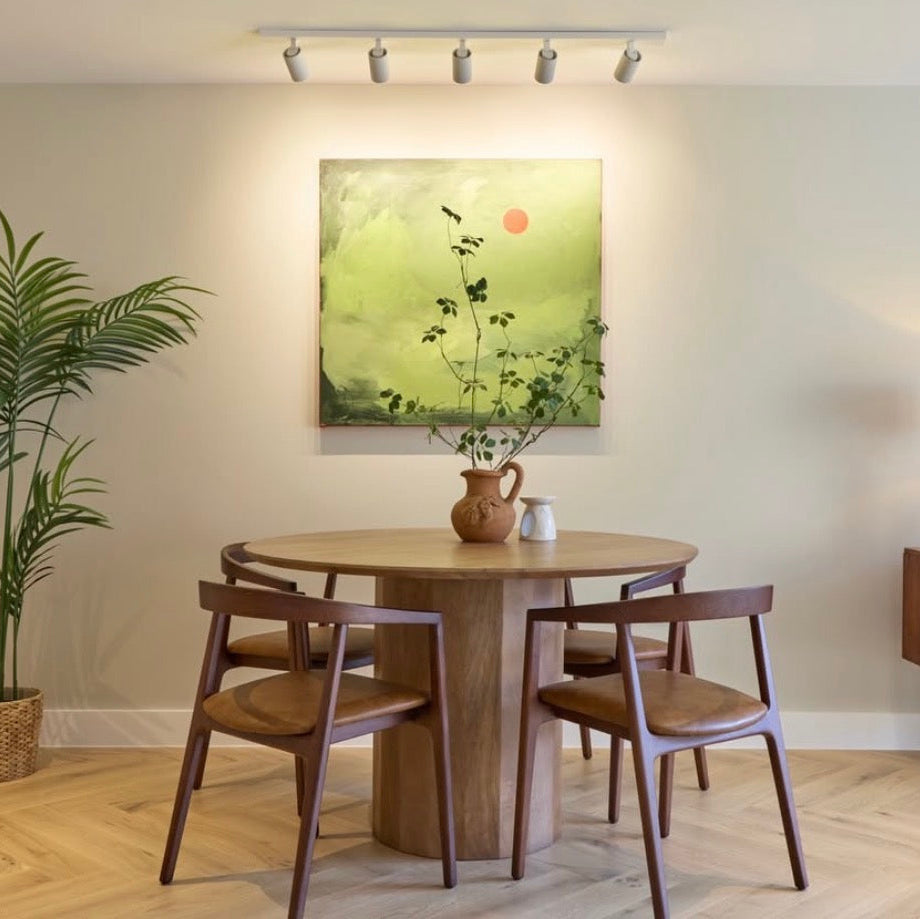 Flora Round Solid Mango Wood Dining Table in Hazel (1.2m)