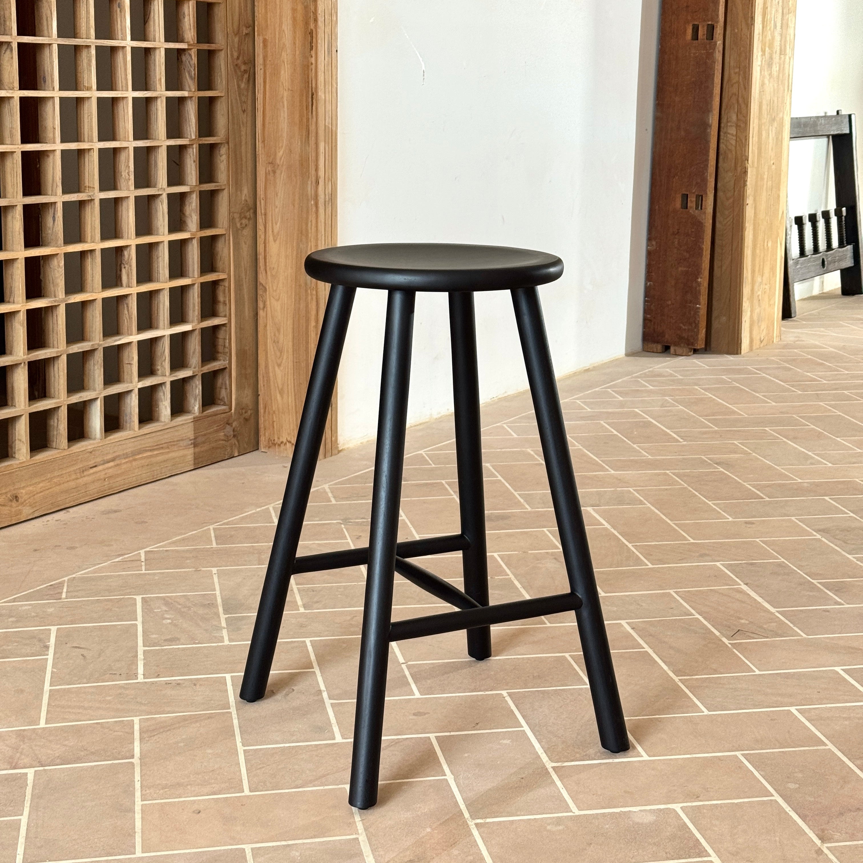 Orlo Solid Mango Wood Kitchen Stool Black
