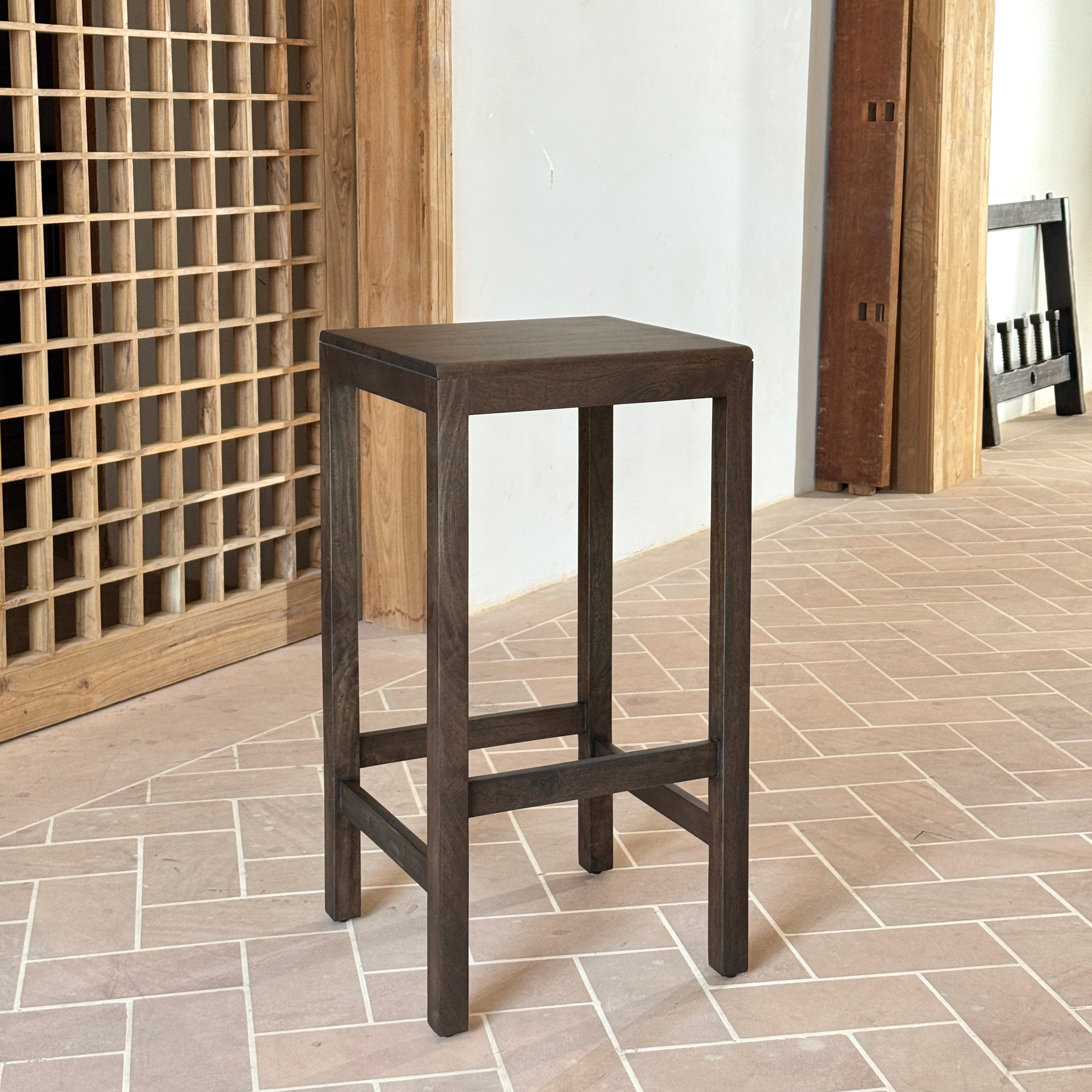 Layda Solid Mango Wood Bar Stool Dark Brown