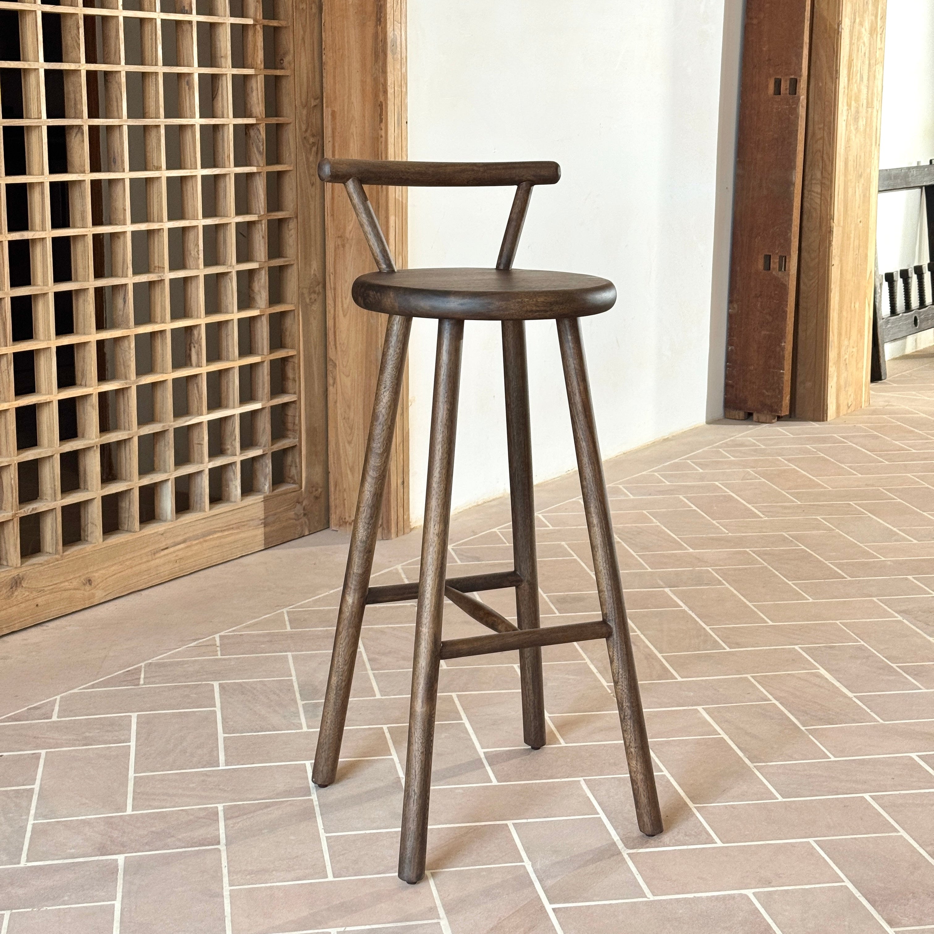 Nook Solid Mango Wood Bar Stool Brown
