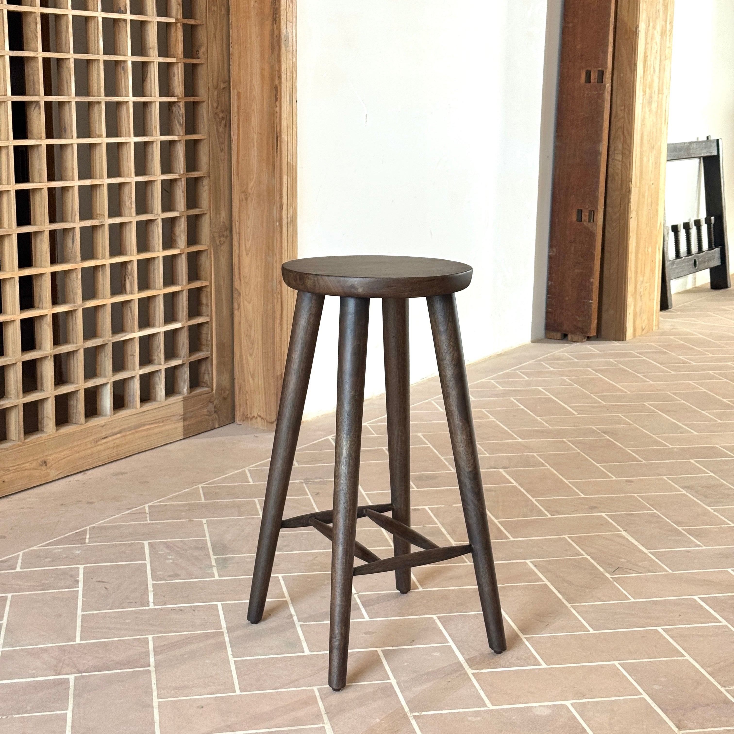 Orin Solid Mango Wood Kitchen Stool Walnut