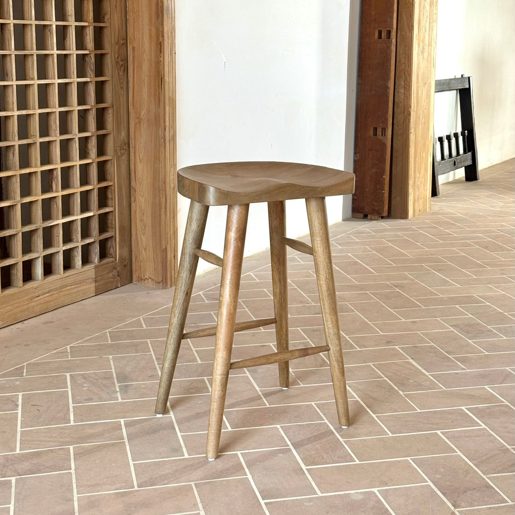 Selma Solid Mango Wood Kitchen Stool Natural