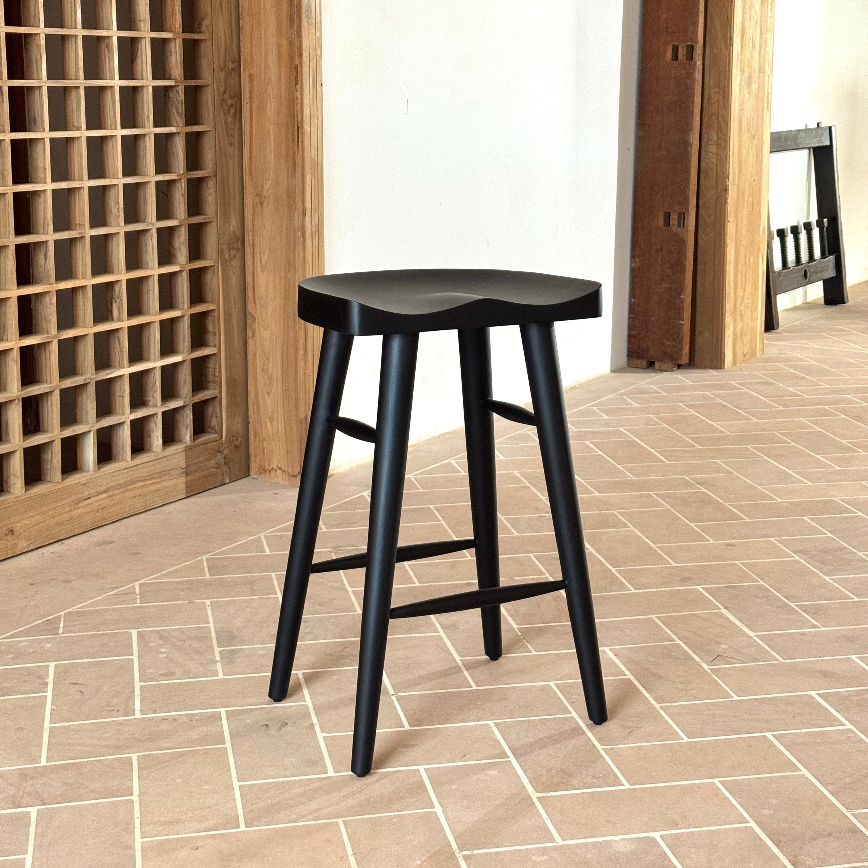 Selma Solid Mango Wood Kitchen Stool Black