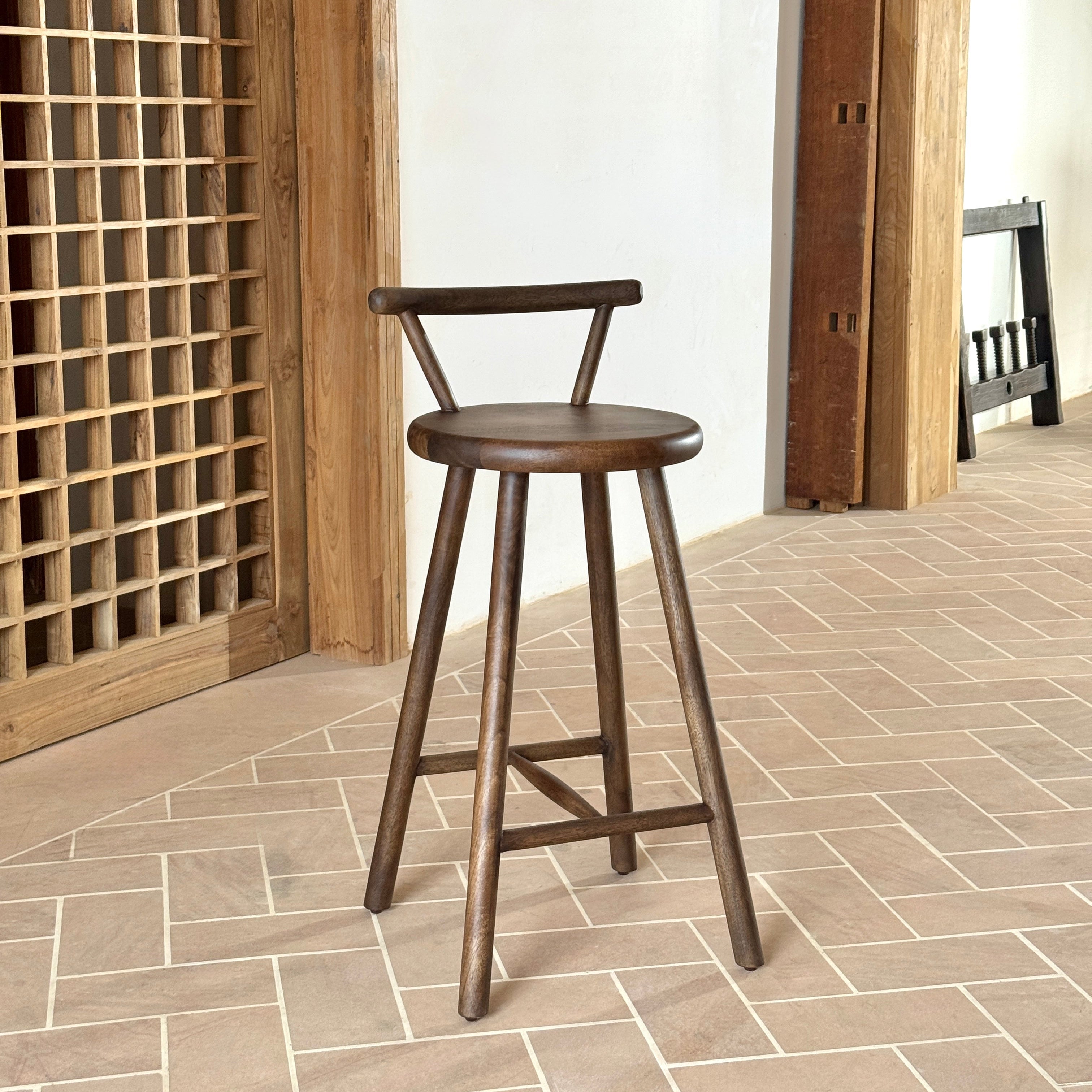 Nook Solid Mango Wood Kitchen Stool Brown
