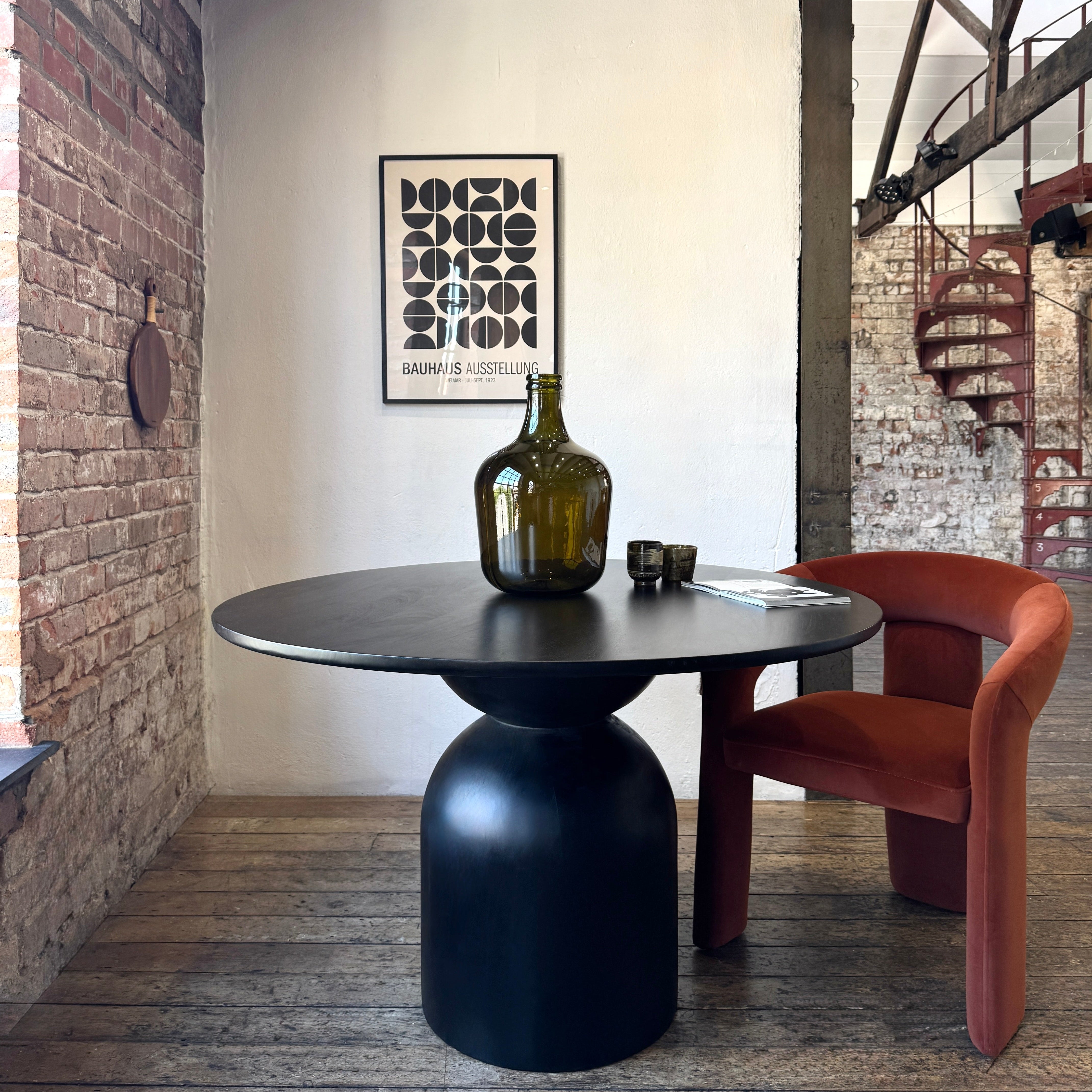 Cora Round Solid Mango Wood Dining Table in Black (2 Sizes)