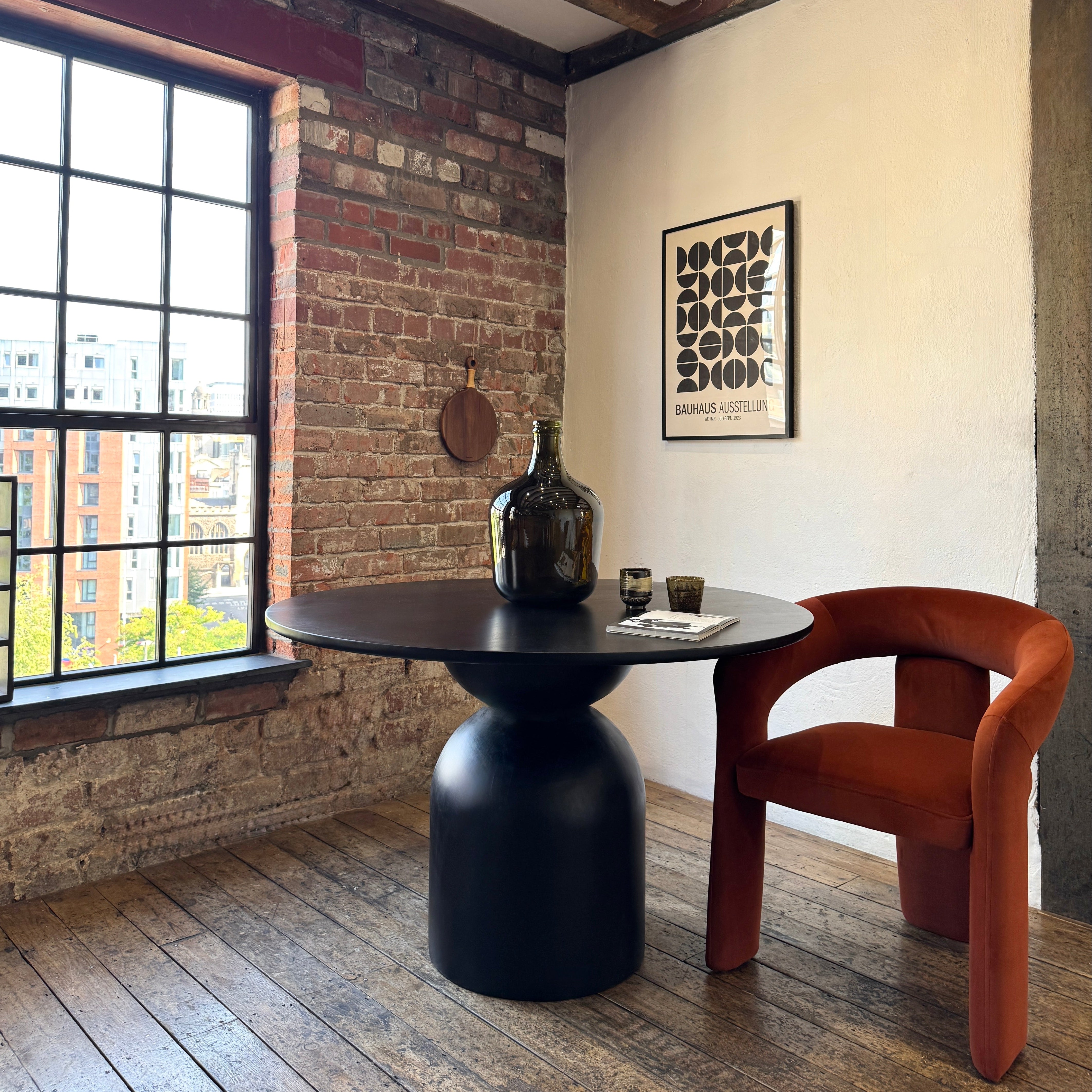 Cora Round Solid Mango Wood Dining Table in Black (2 Sizes)