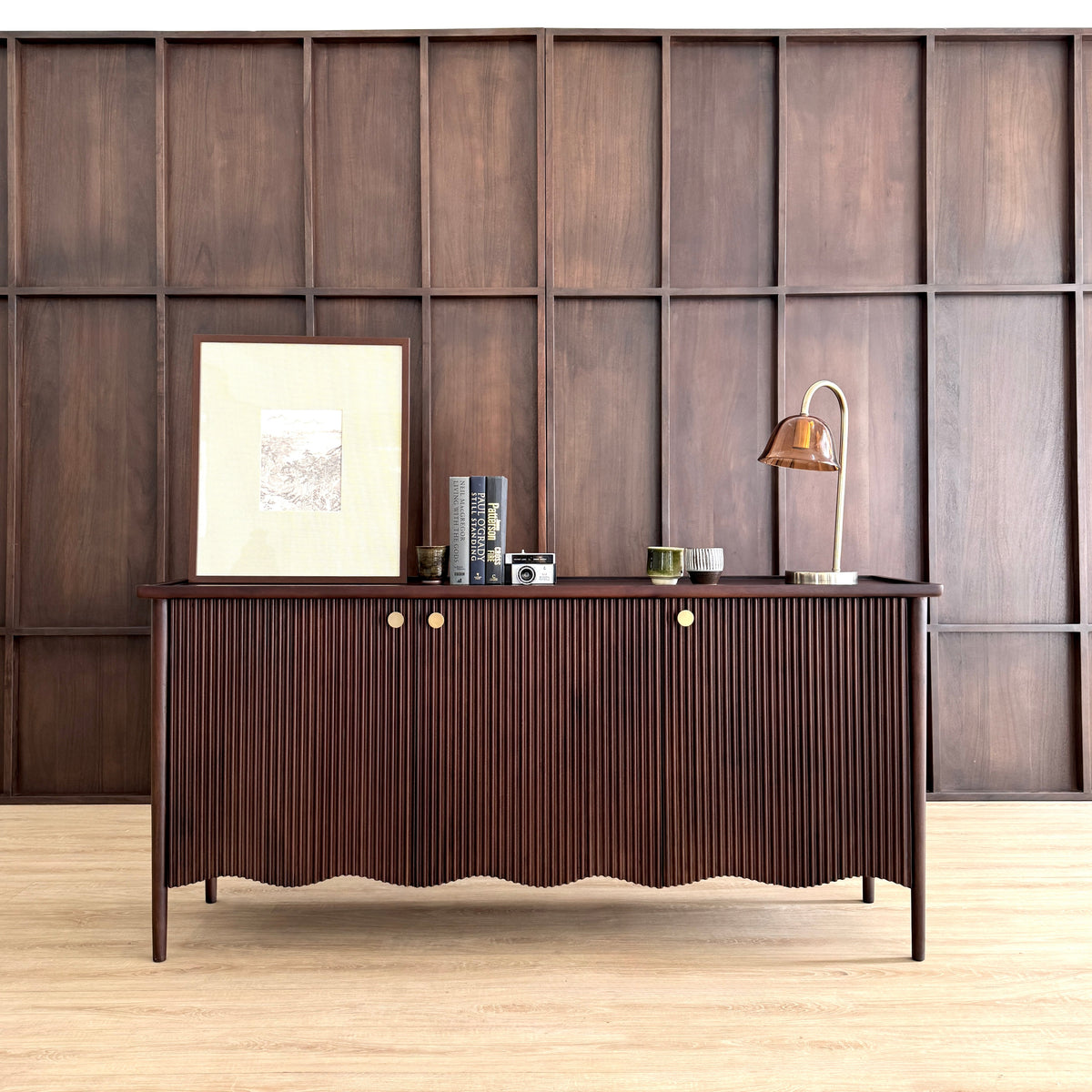 Suki Solid Mango Wood Large Sideboard in Dark Brown (160cm)
