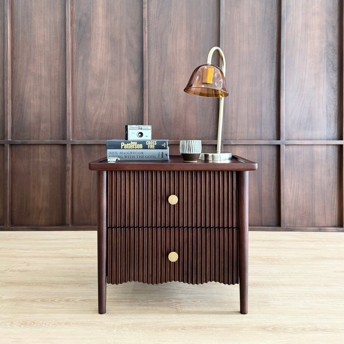 Suki Solid Mango Wood Bedside Table in Dark Brown