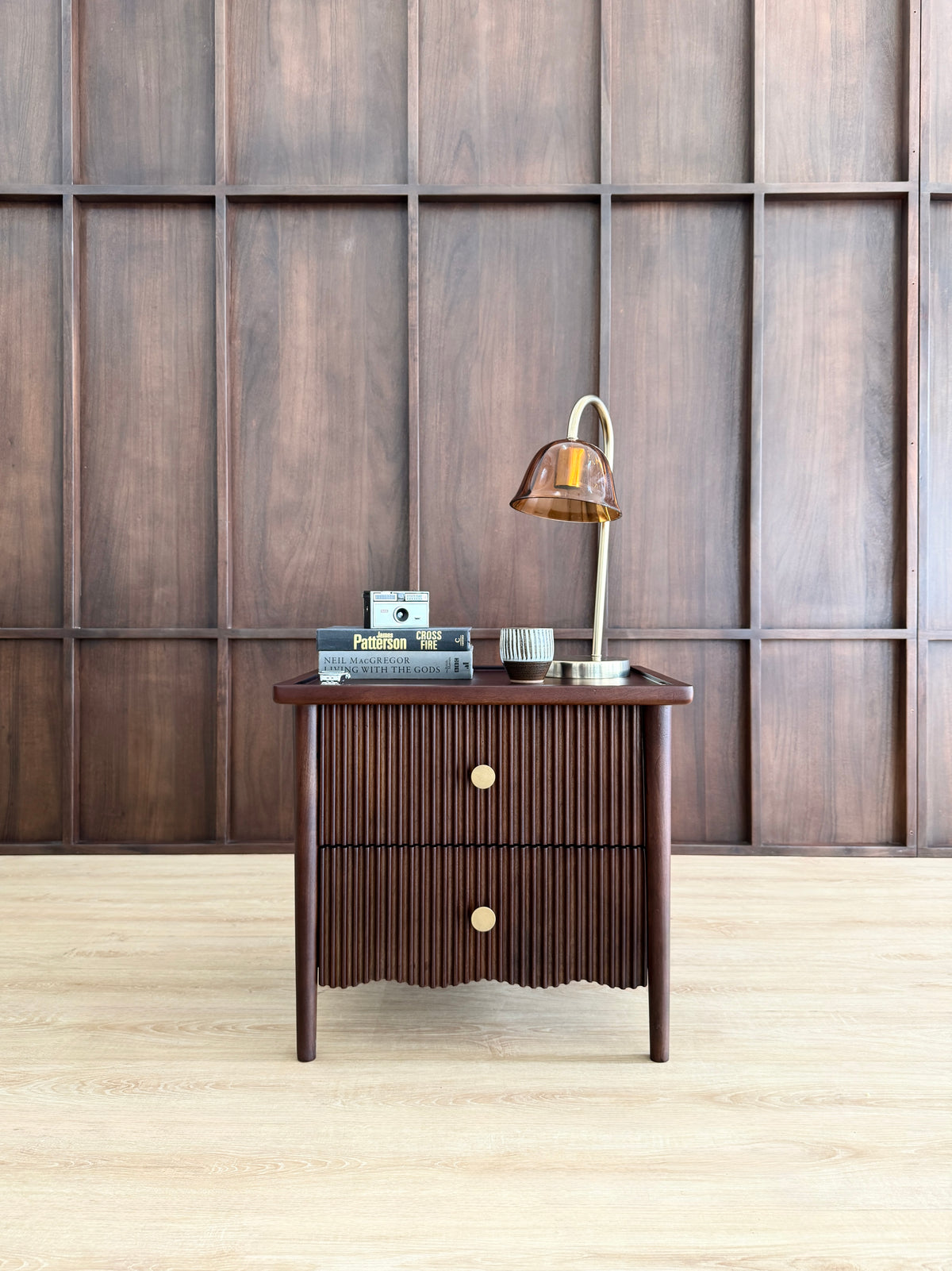 Suki Solid Mango Wood Bedside Table in Dark Brown