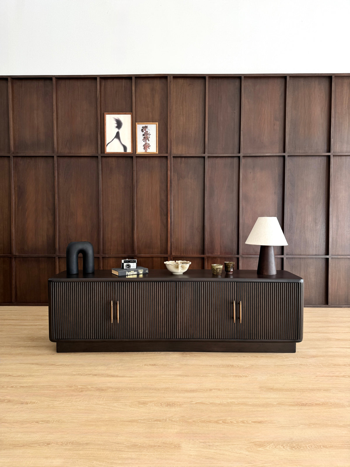 Kimi Solid Acacia Wood Large TV Stand in Dark Brown (180cm)