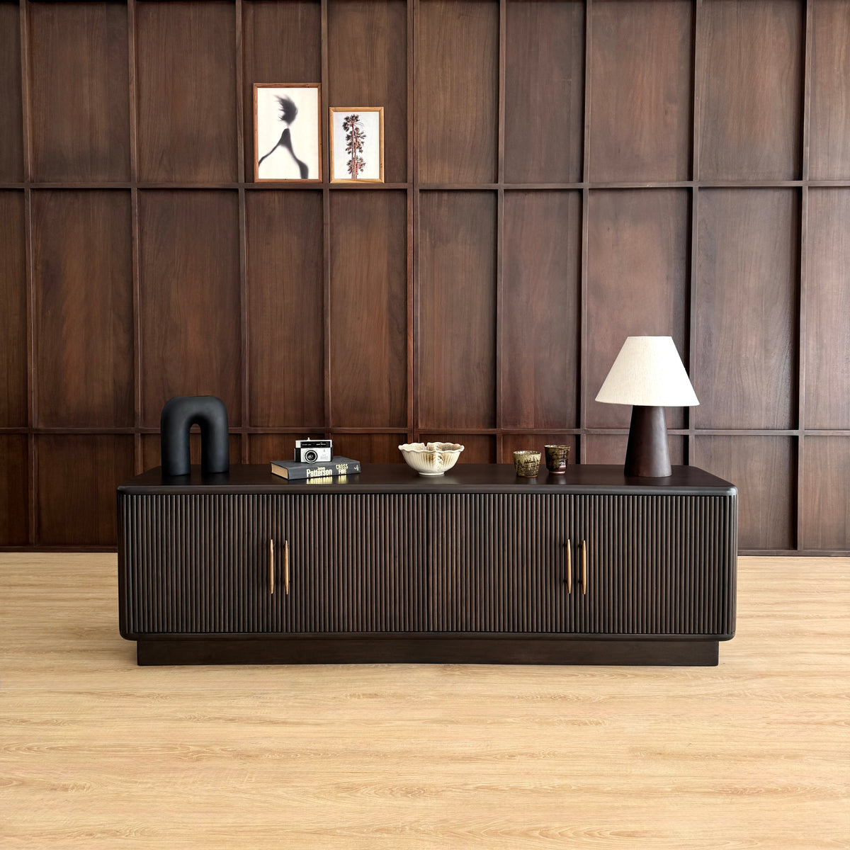 Kimi Solid Acacia Wood Large TV Stand in Dark Brown (180cm)