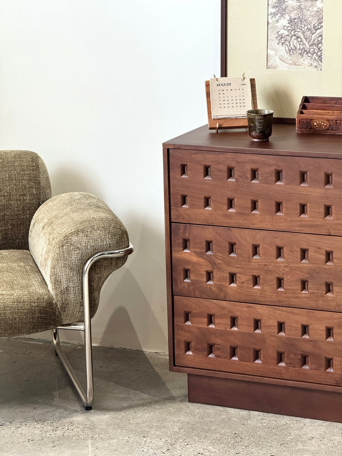 Oslo Solid Acacia Wood 3 Drawer Chest of Drawers in Walnut