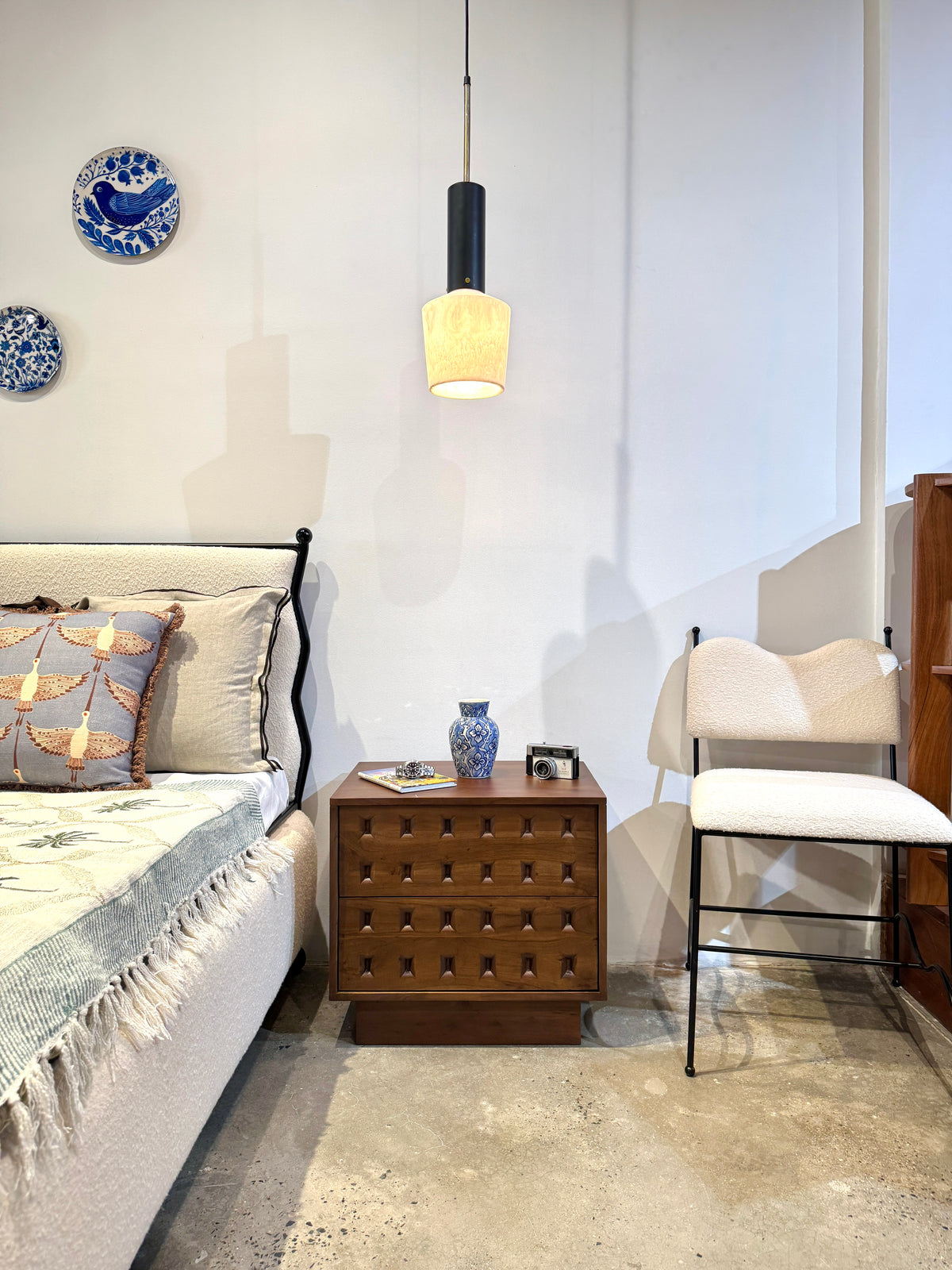 Oslo Solid Acacia Wood Bedside Table in Walnut