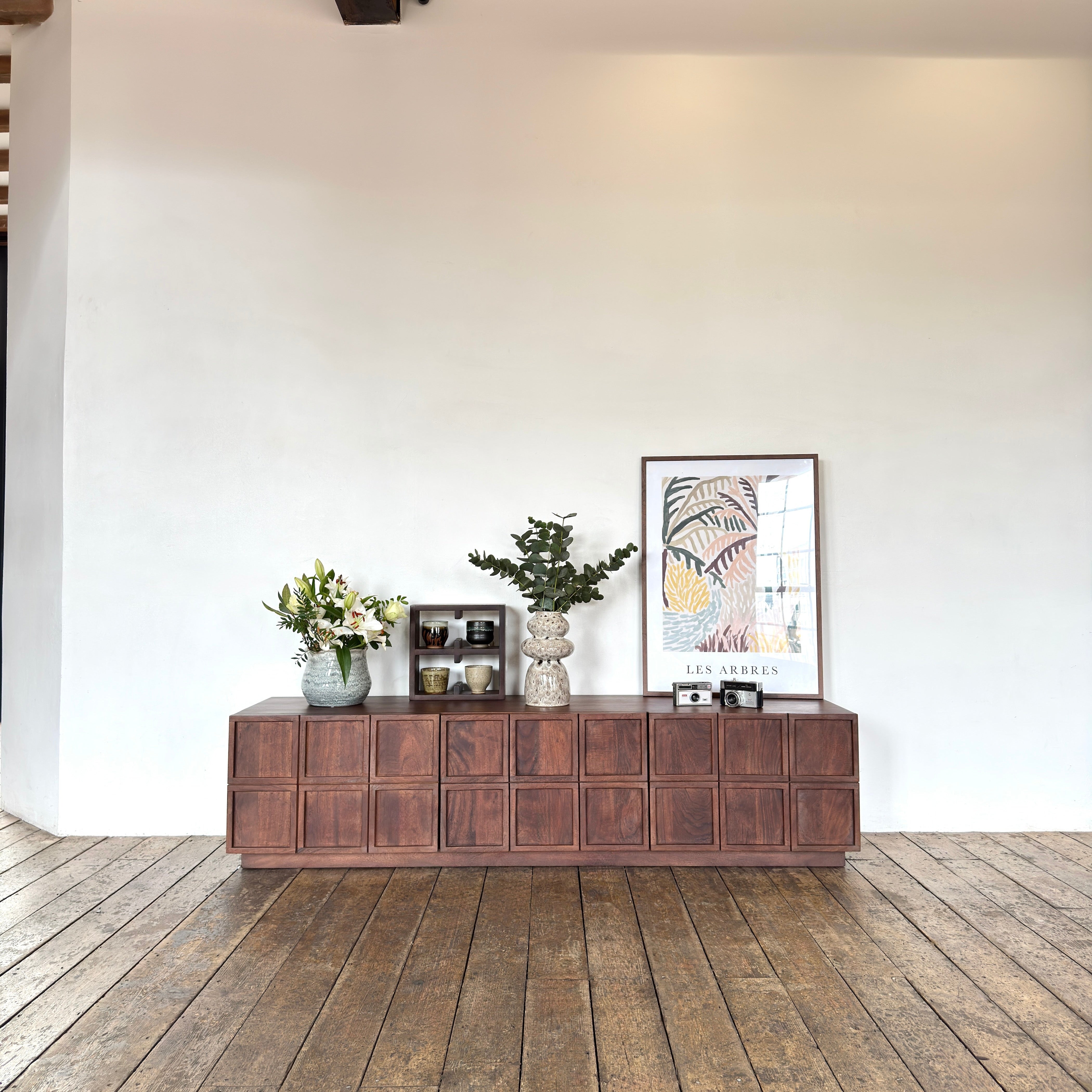 Monaco Solid Acacia Wood Large TV Stand in Brown (180cm)