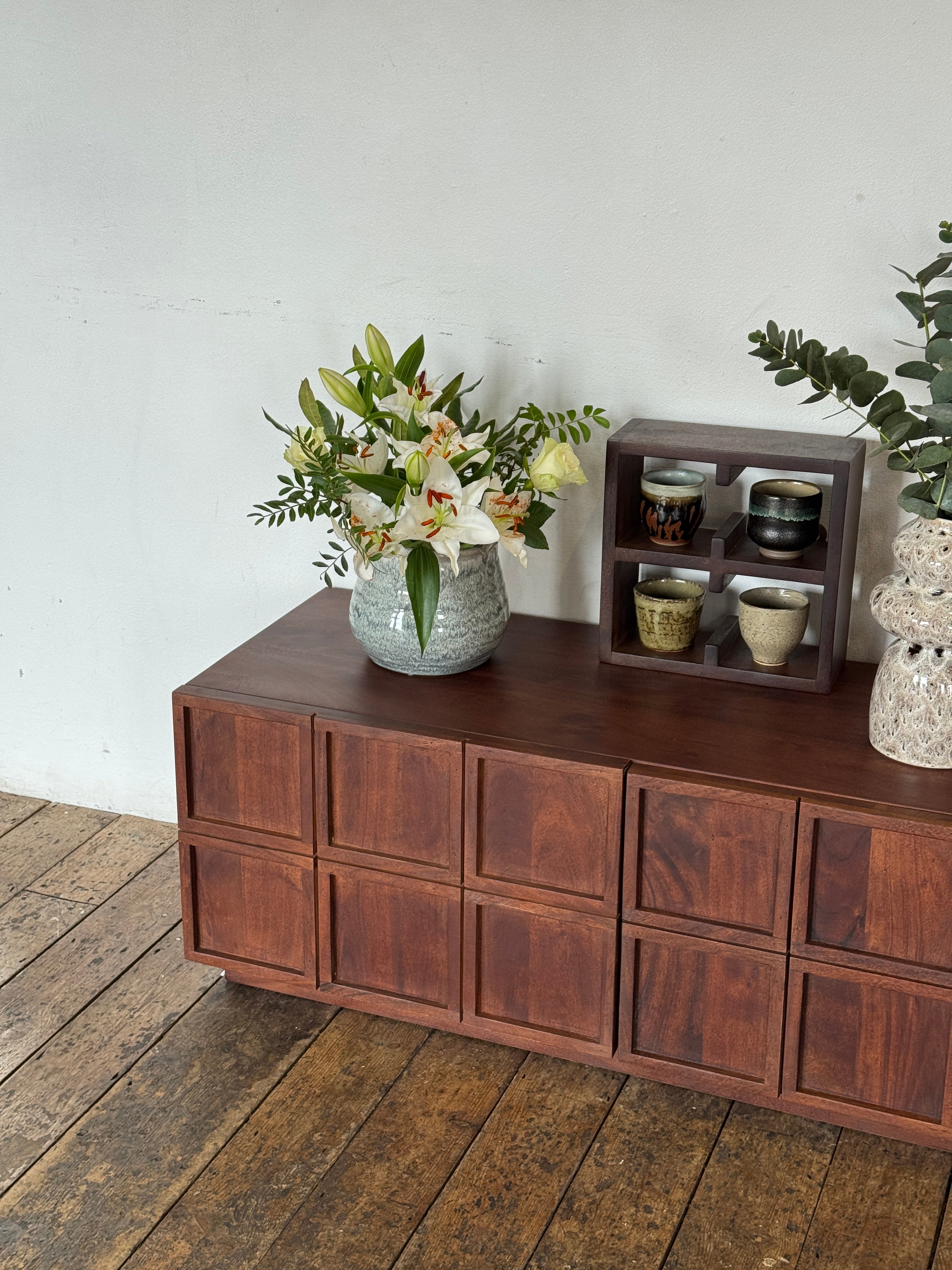 Monaco Solid Acacia Wood Large TV Stand in Brown (180cm)
