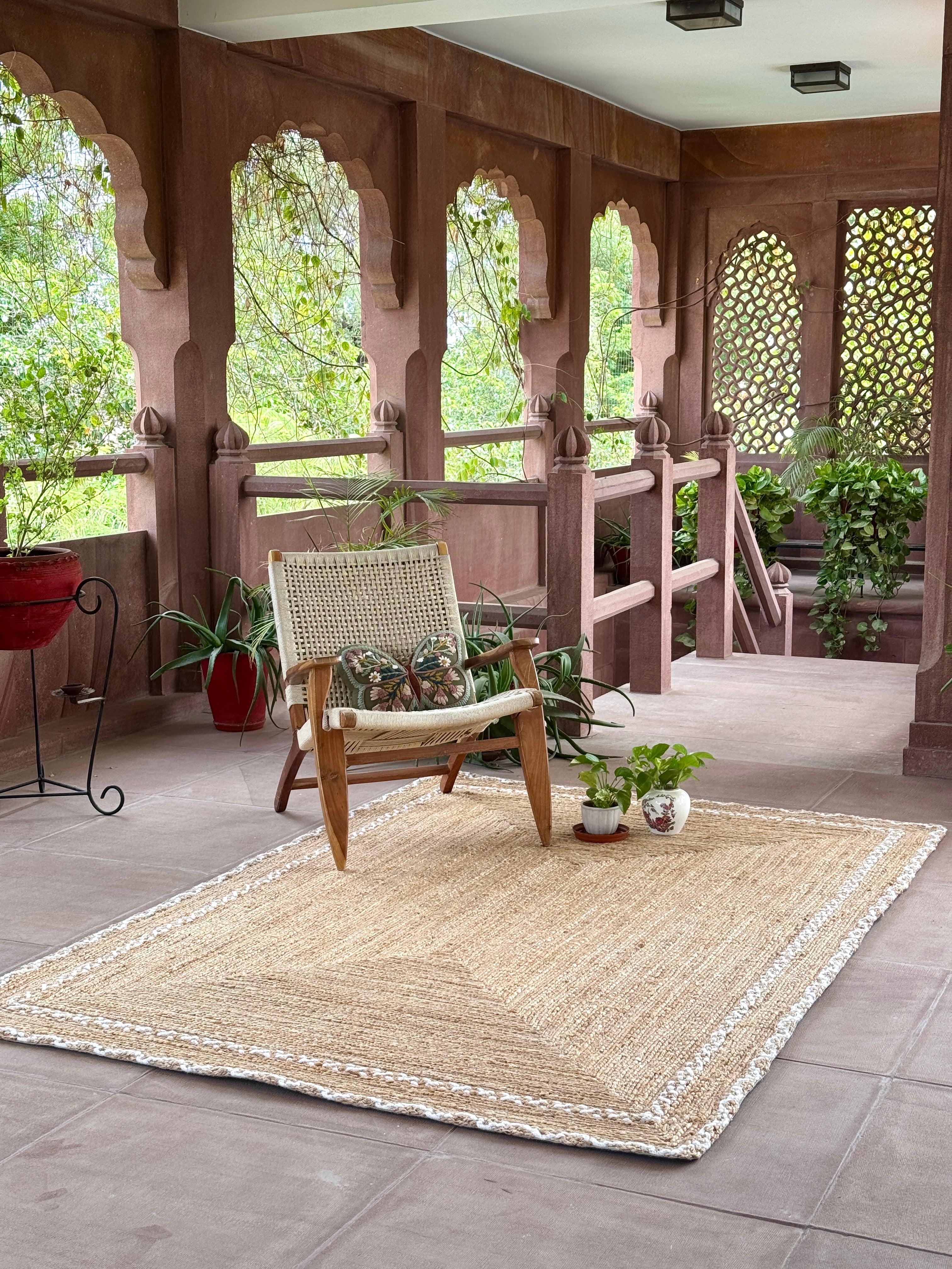 Vinseck Handmade Flat Weave Jute & Wool Rug in Natural & Ivory (2 Sizes)
