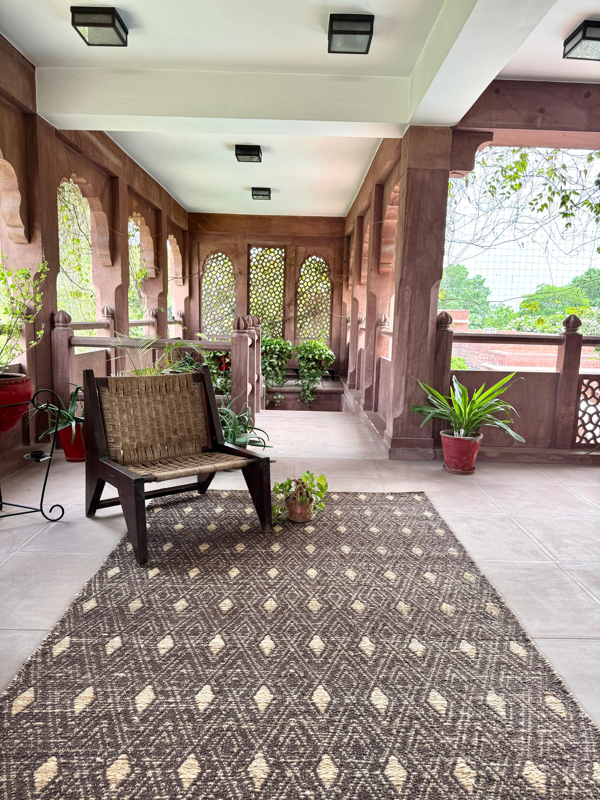 Pewter Jacquard Woven Flat Weave Jute Rug in Natural & Brown (2 Sizes)