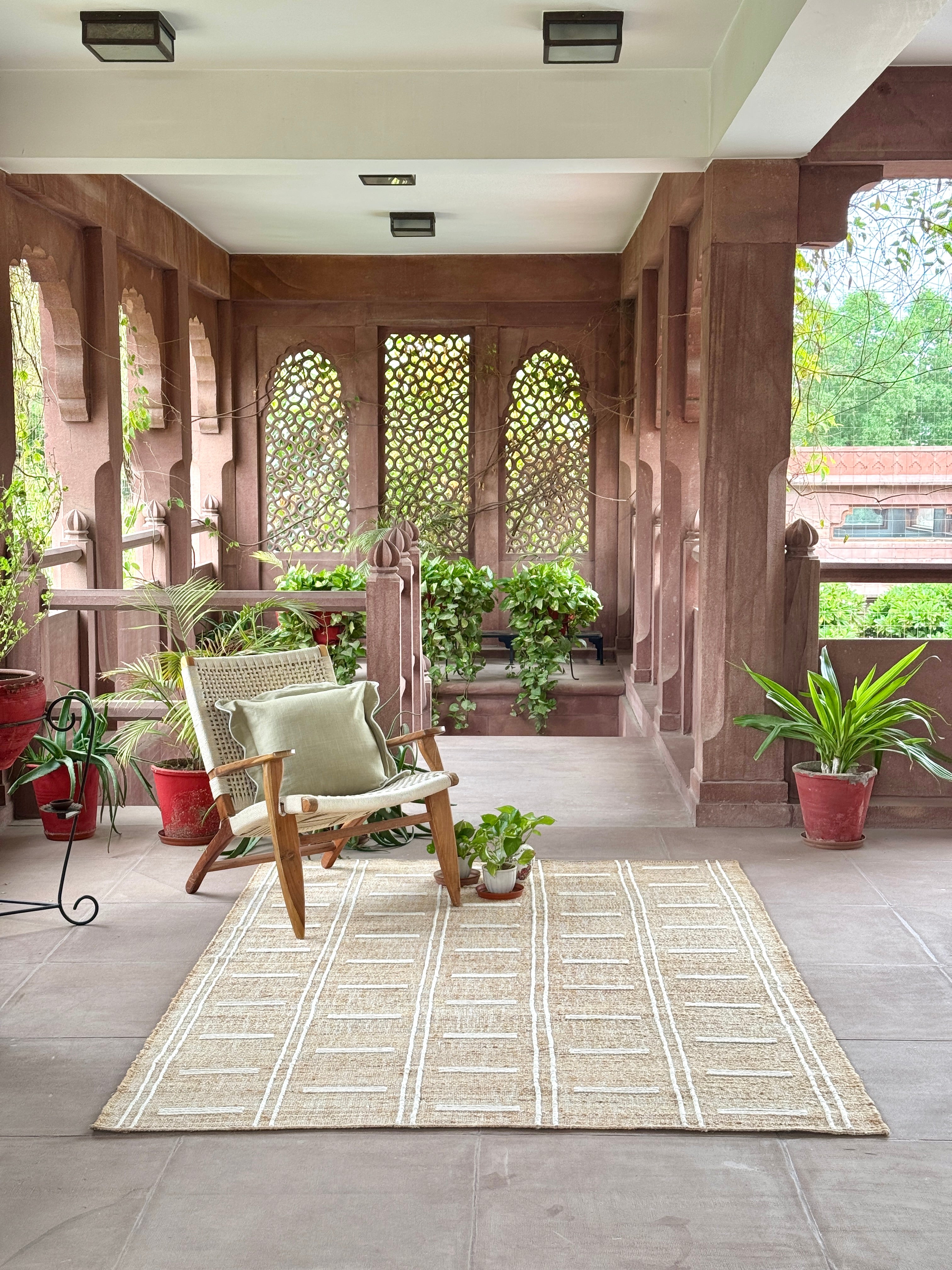 Callahano Handwoven Flat Weave Jute & Wool Rug in Natural & Ivory (2 Sizes)