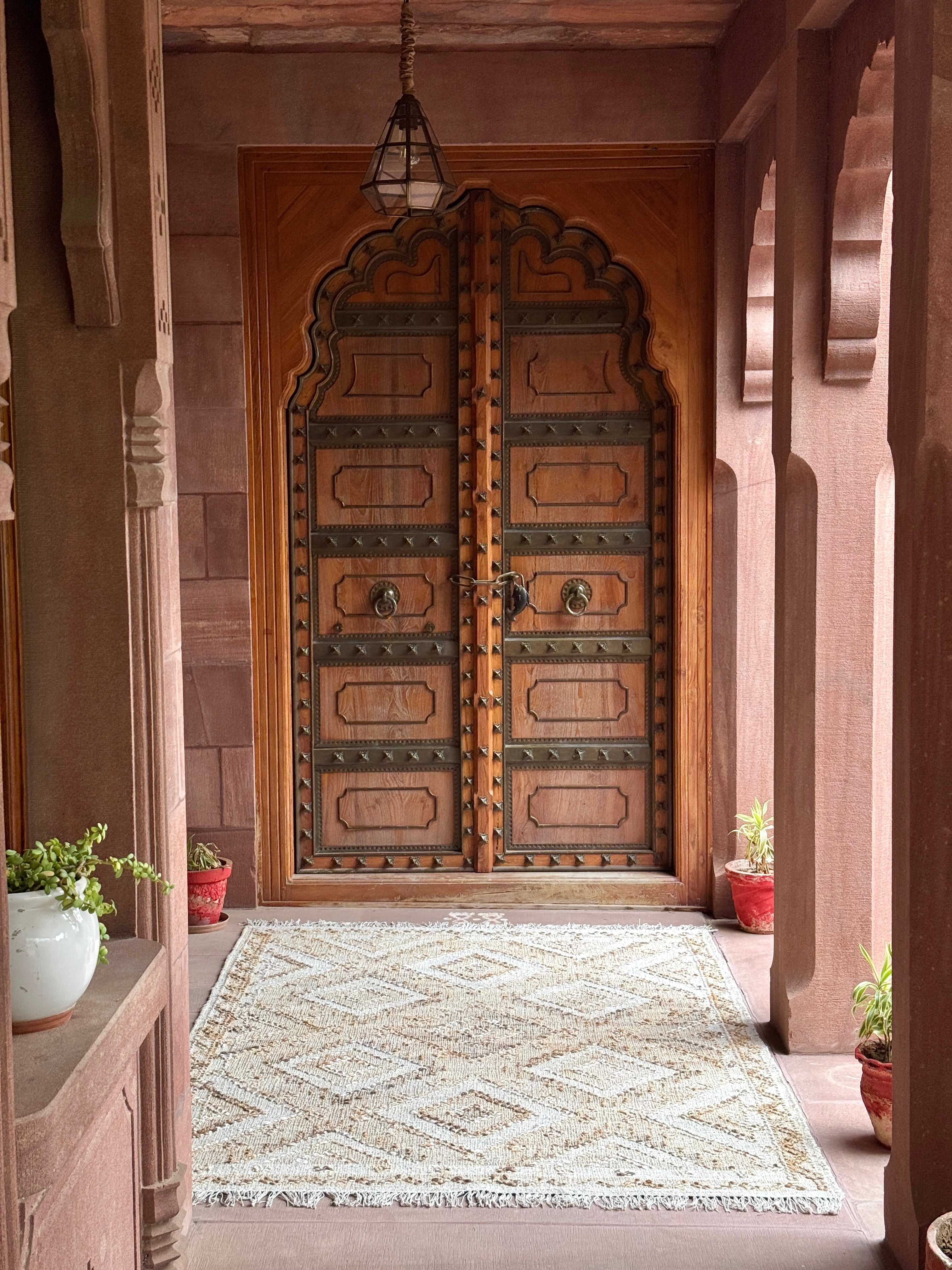 Carsson Handwoven Flat Weave Punja Kelim Jute & Wool Rug in Natural & Brown (2 Sizes)