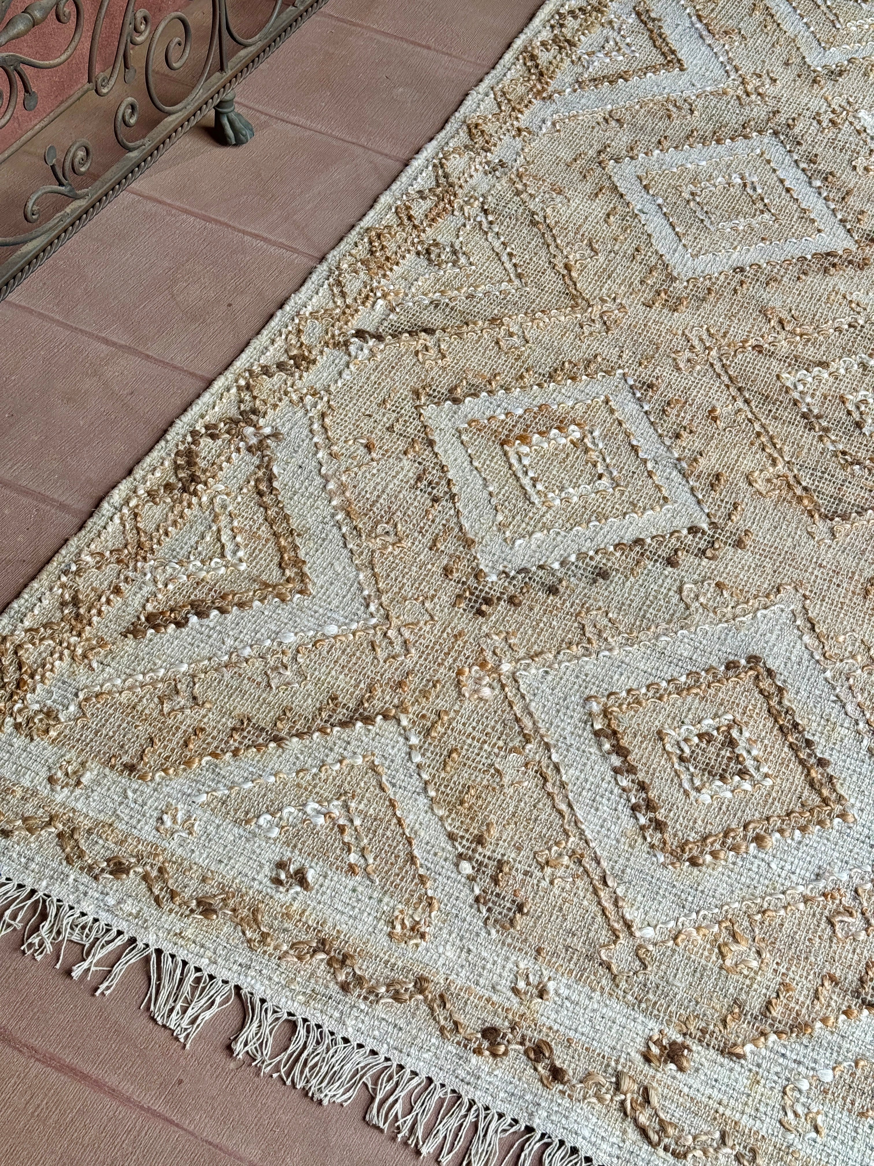 Carsson Handwoven Flat Weave Punja Kelim Jute & Wool Rug in Natural & Brown (2 Sizes)