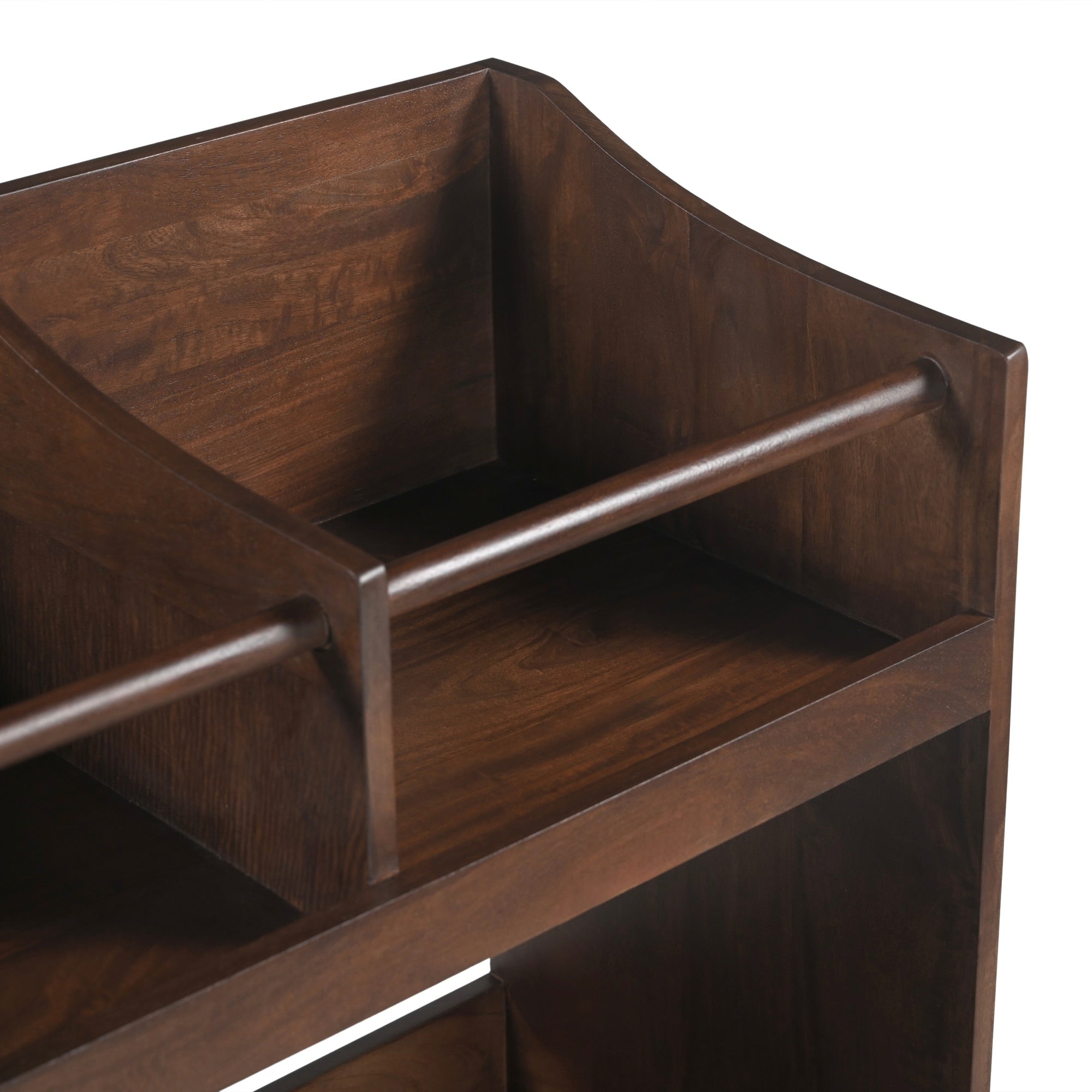 Spin Solid Mango Wood Large Vinyl Storage Stand in Walnut