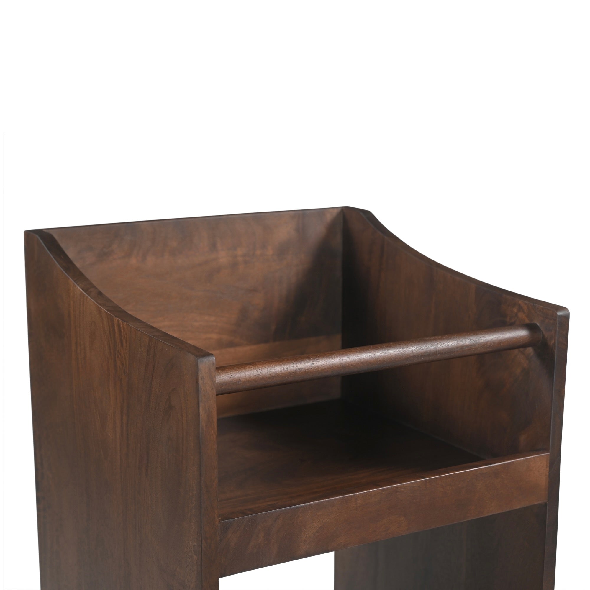 Spin Solid Mango Wood Vinyl Storage Stand in Walnut