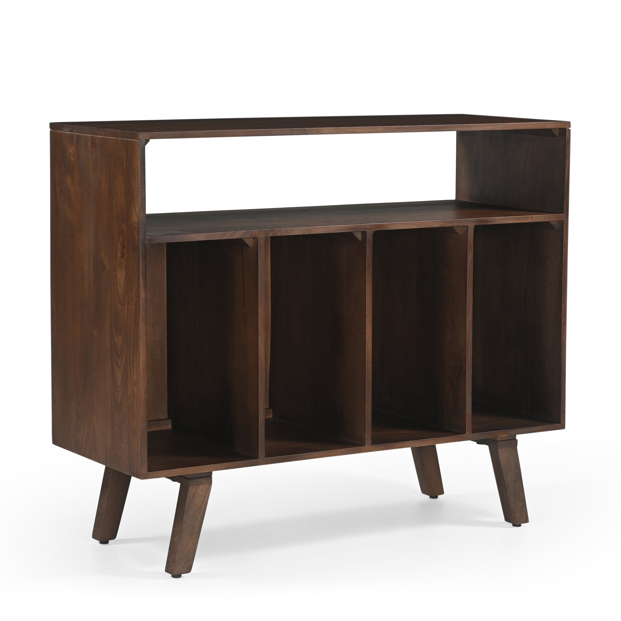 Wax Solid Mango Wood Vinyl Storage Medium Sideboard