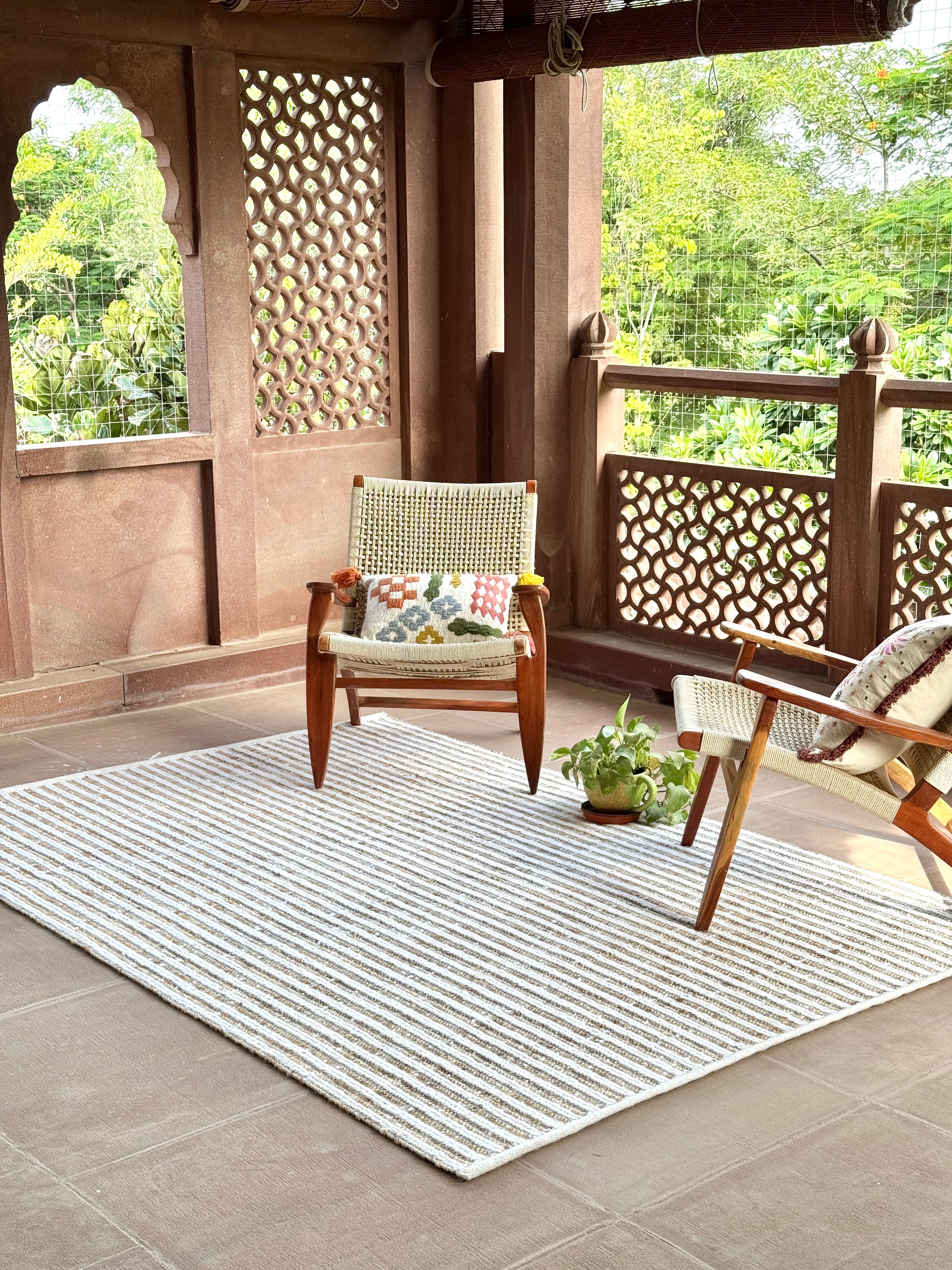 Brinvel Handwoven Flat Weave Jute & Wool Rug in Ivory (2 Sizes)