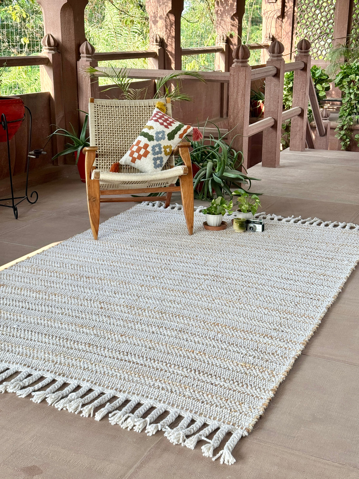 Acapulco Handwoven Flat Weave Jute & Wool Rug in Ivory & Natural (2 Sizes)