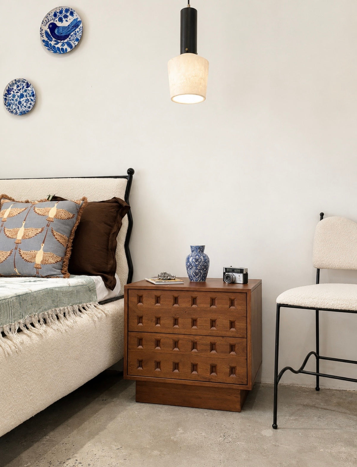 Oslo Solid Acacia Wood Bedside Table in Walnut