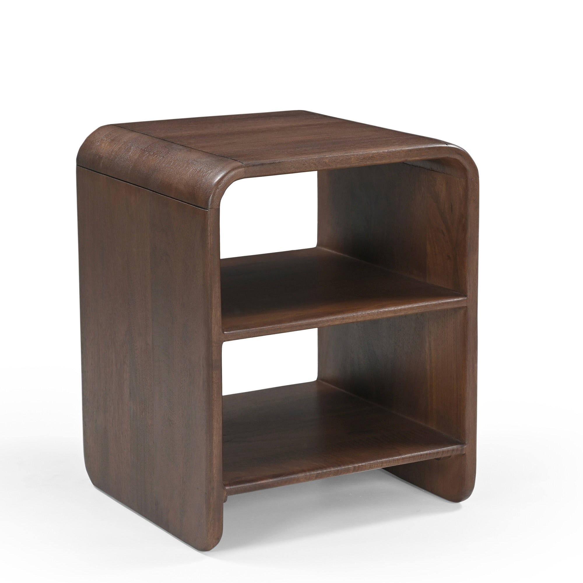 Etta Solid Mango Wood Side Table in Brown