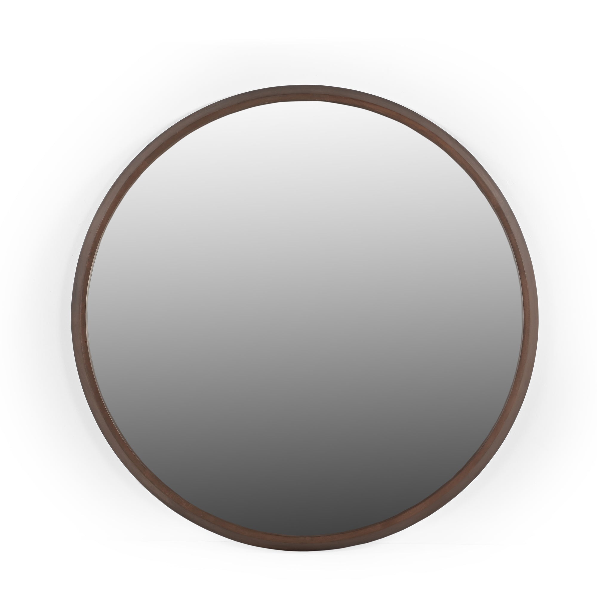Felix Round Mirror with a Walnut Mango Wood Frame (110cm)