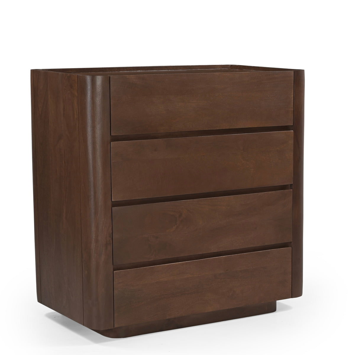 Raya Solid Mango Wood 4 Drawer Chest in Walnut