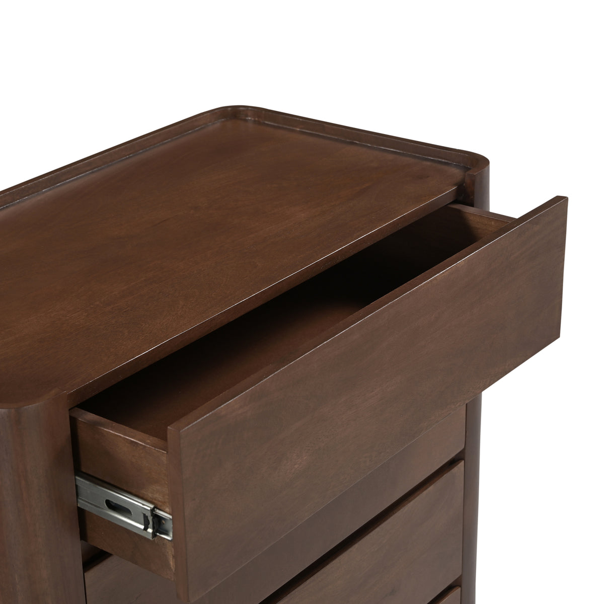 Raya Solid Mango Wood 4 Drawer Chest in Walnut