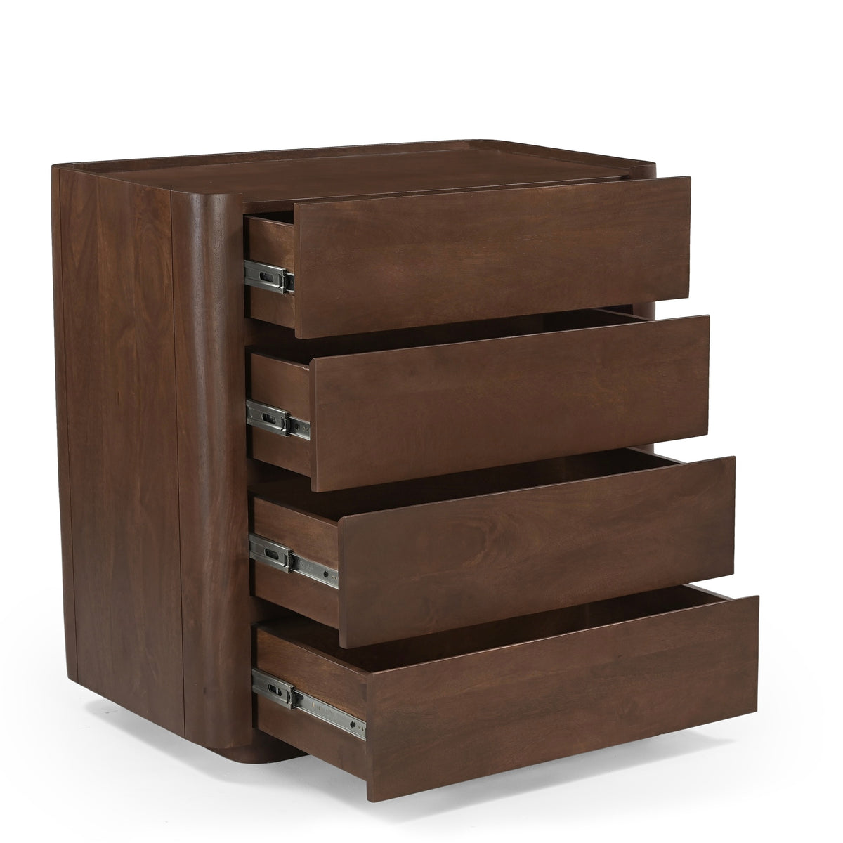 Raya Solid Mango Wood 4 Drawer Chest in Walnut