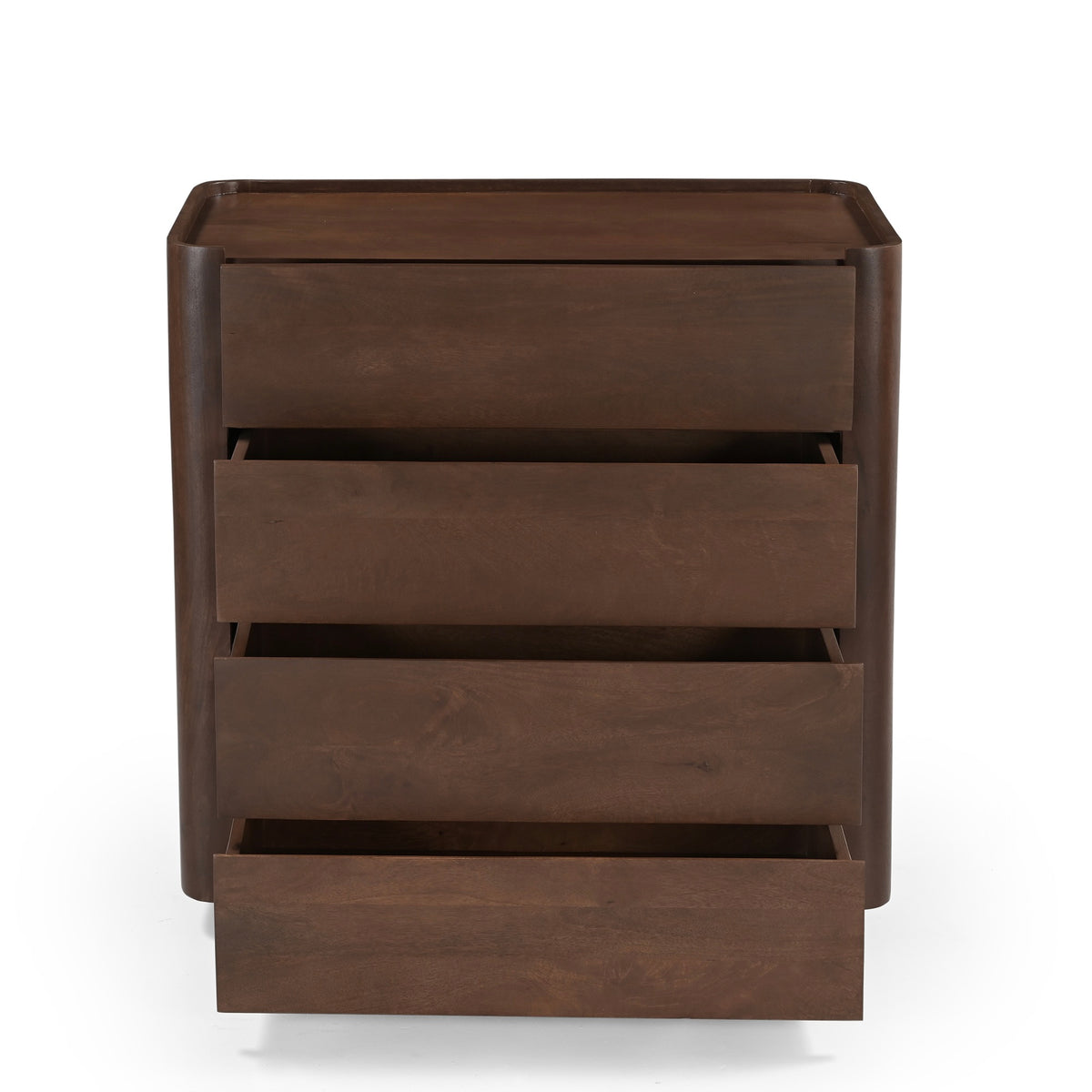 Raya Solid Mango Wood 4 Drawer Chest in Walnut