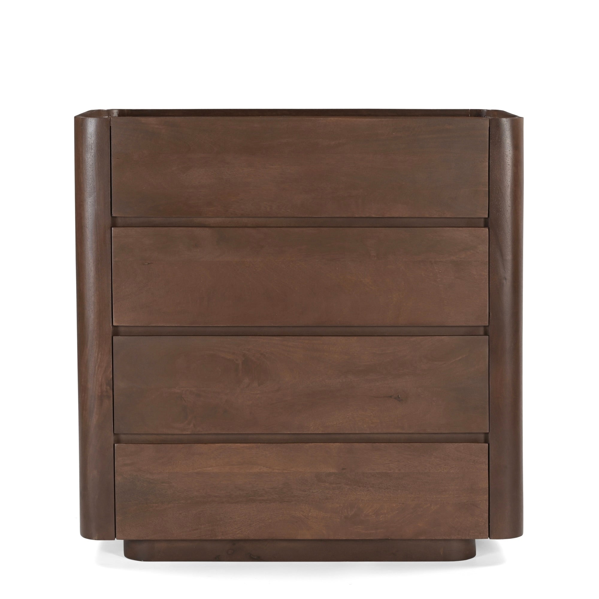 Raya Solid Mango Wood 4 Drawer Chest in Walnut