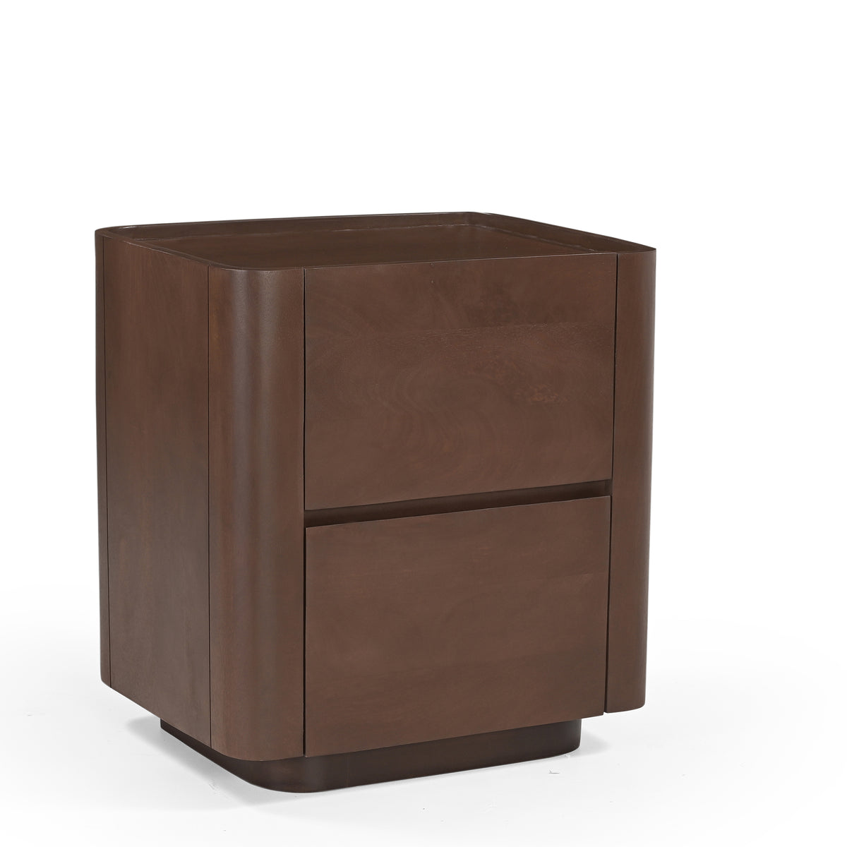 Raya Solid Mango Wood Bedside Table in Walnut
